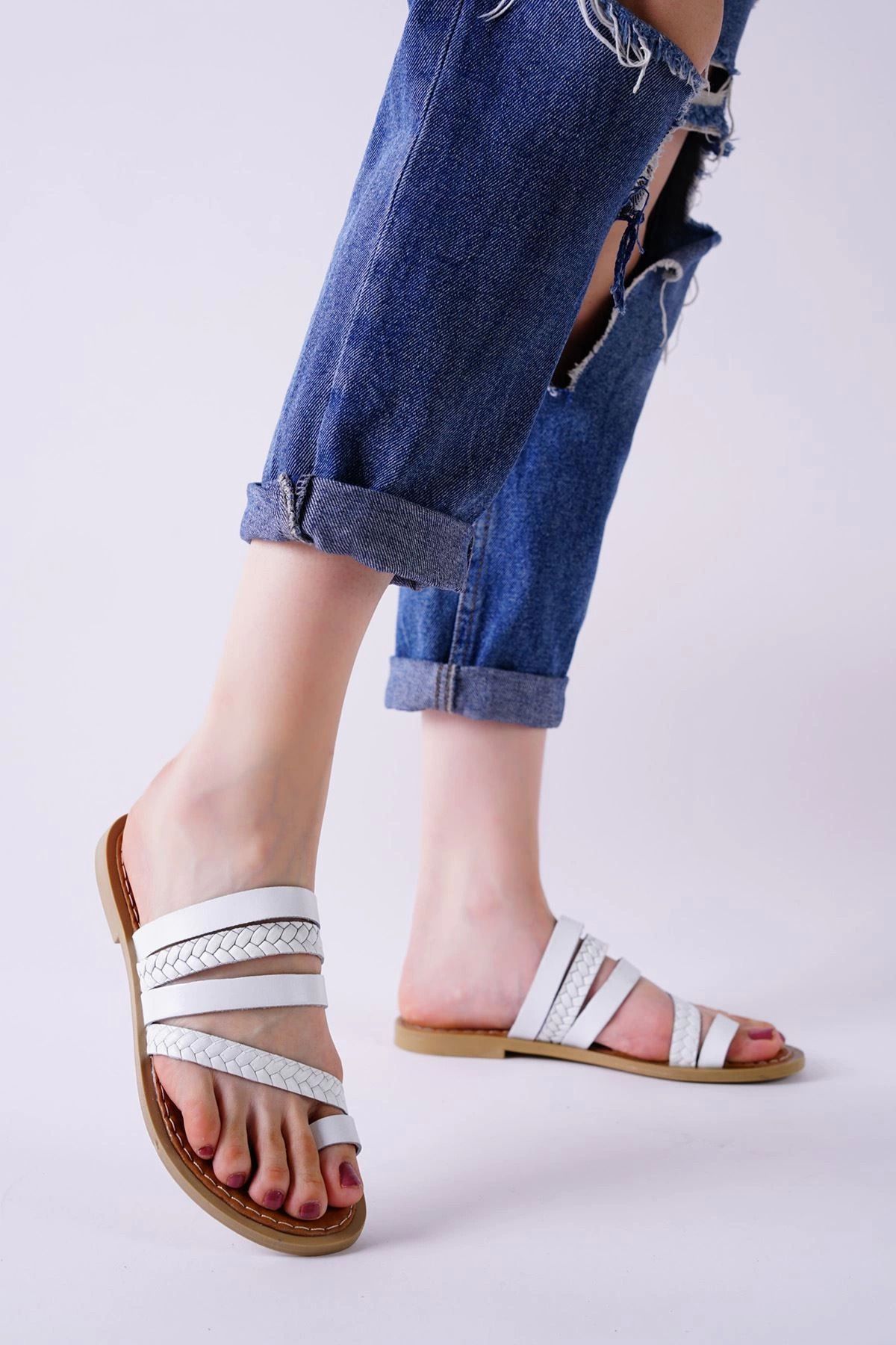 Shop58 Aboll Beyaz Cilt Terlik
