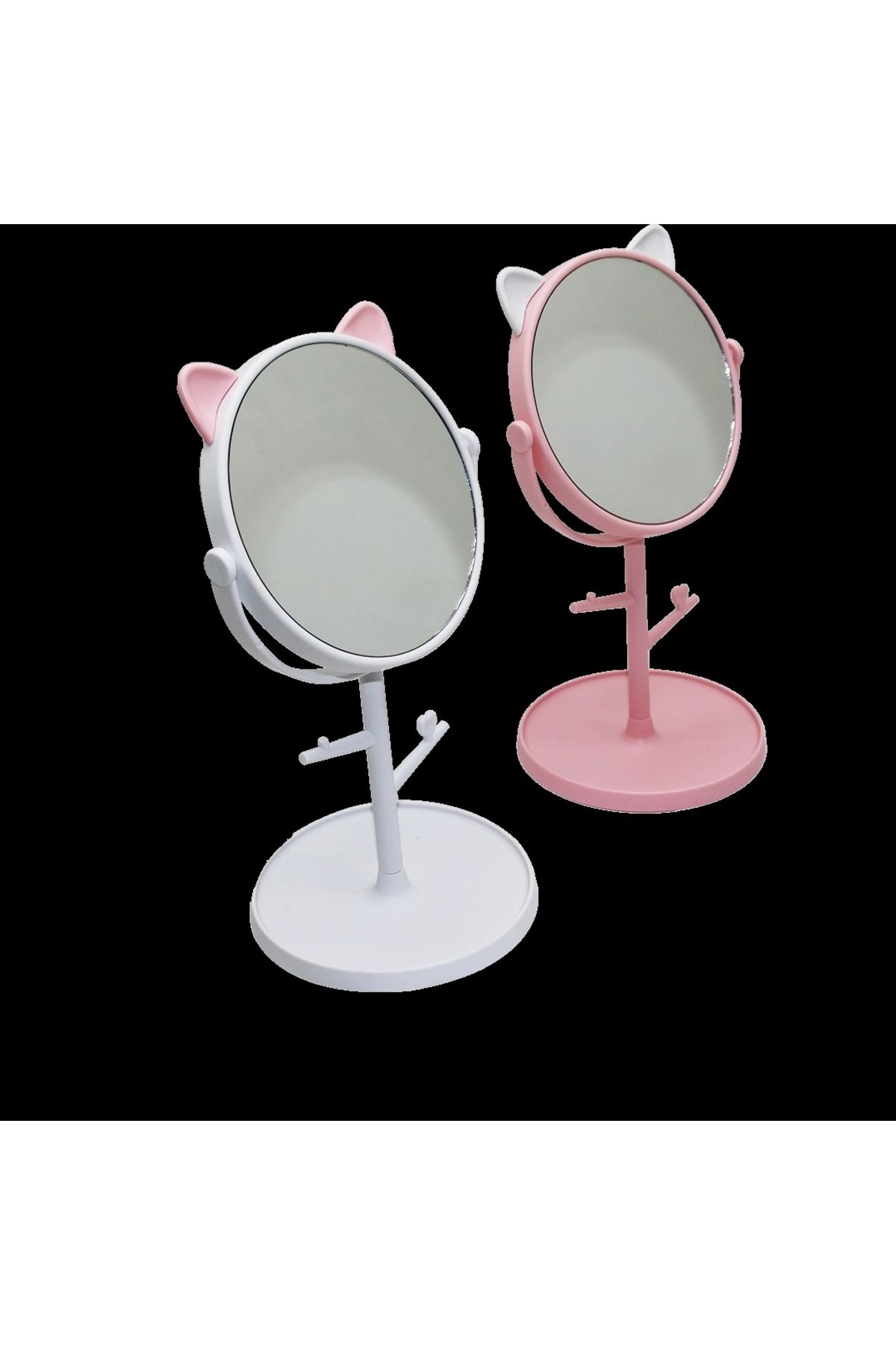 STOREMAX 6&amp;quot; - Plastik Yuvarlak - Kulaklı Organizerli - Takı Askılı Makyaj Aynası (5047)