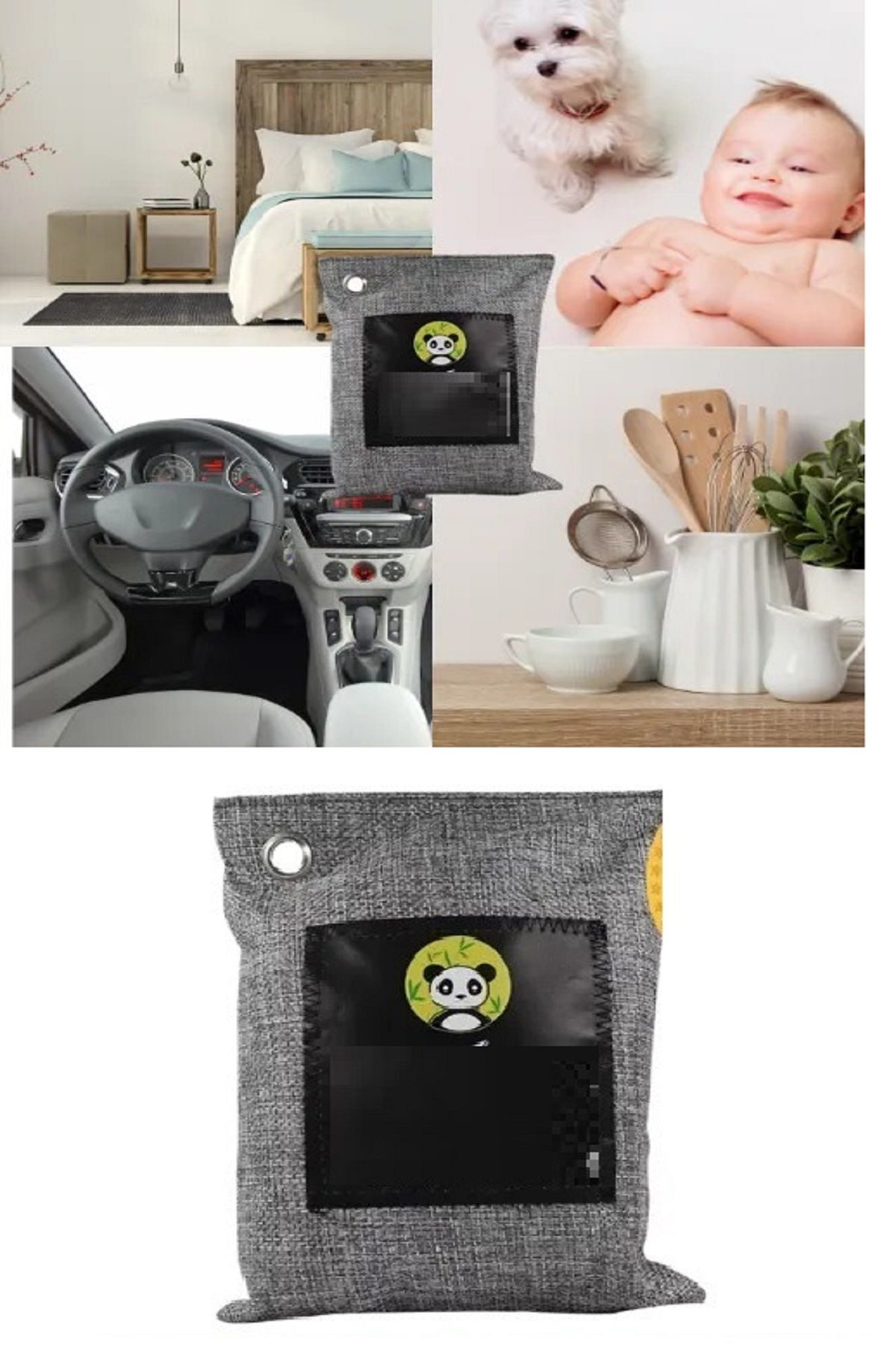 TimeStart Hava Temizleme Torbası 100g Araba- Dolap- Banyo- Evcil Hayvan Koku Giderici- Bambu Kömür Koku Emici