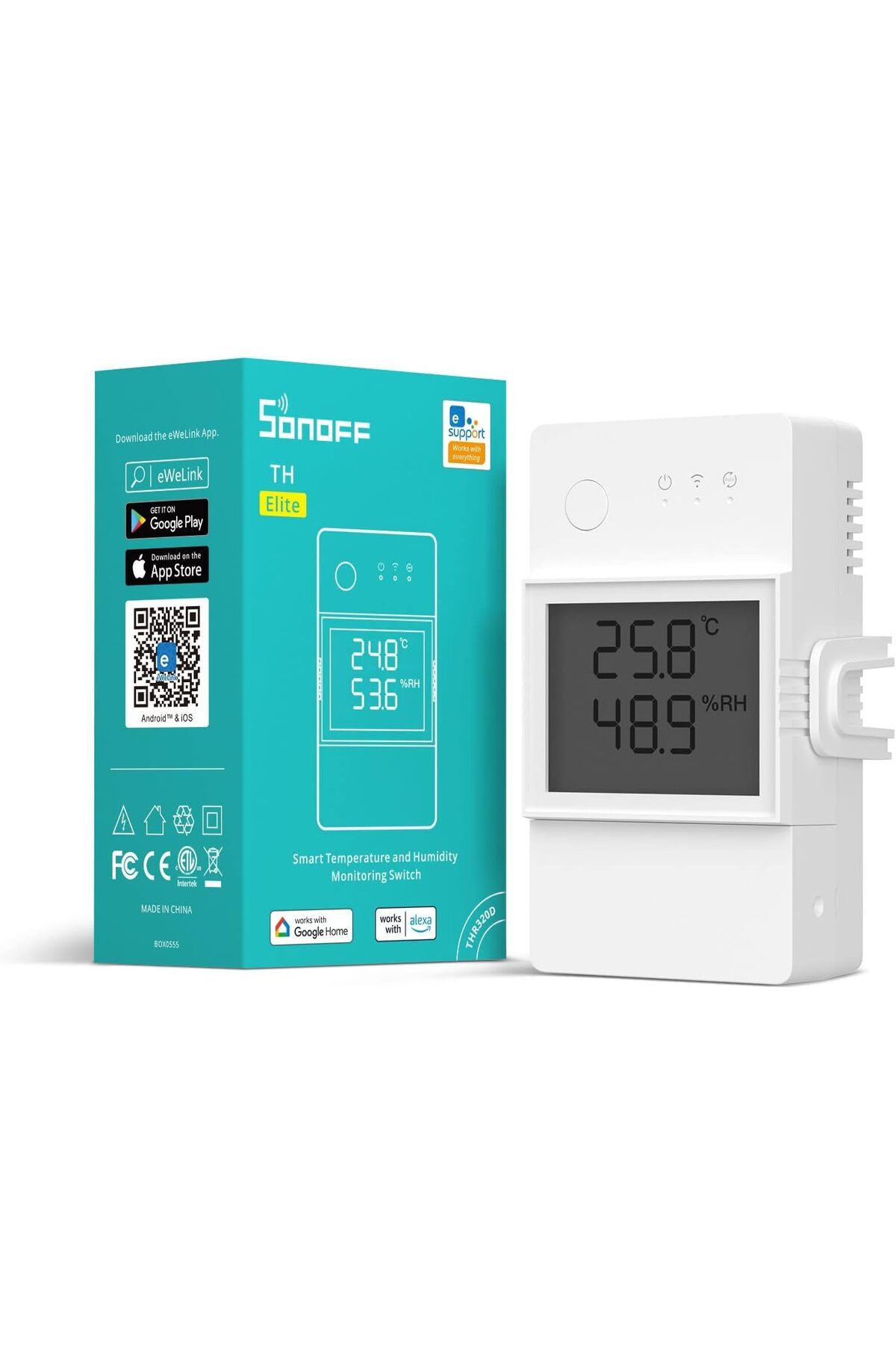 KDROĞLU plamystical THR320D 20A Akıllı Sıcaklık ve Nem İzleme Anahtarı, Alexa, Google Home, RJ9 4P4C A