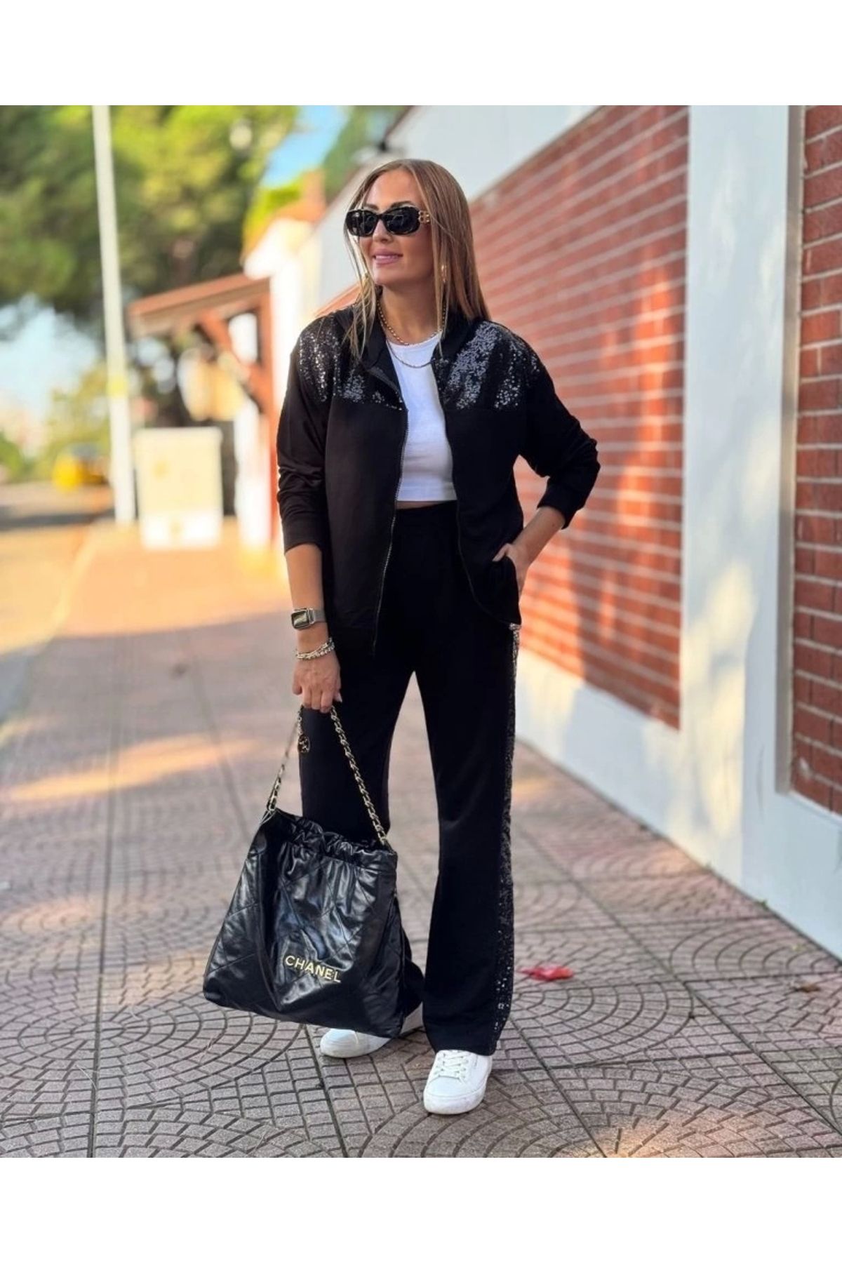 nedo7 Kadın Iki Iplik Kumaş Pul Ve Fermuar Detaylı Ikili Takım