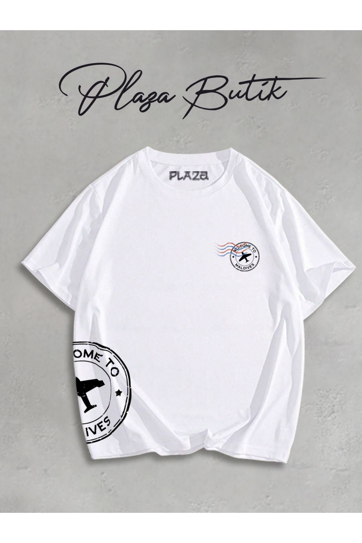 Plaza Butik Travel Baskılı Oversize Tshirt
