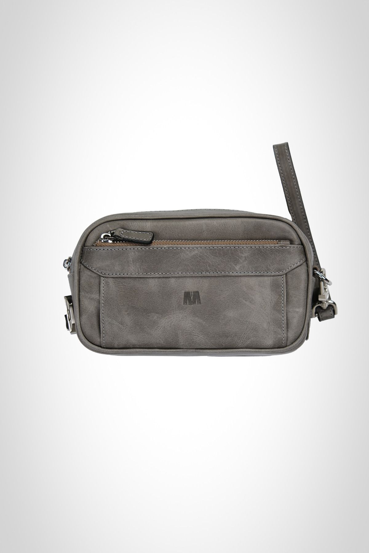 MFT Leather Design Hakiki Deri Kilitli Çanta Carew 6657 Model Tiguan Gri