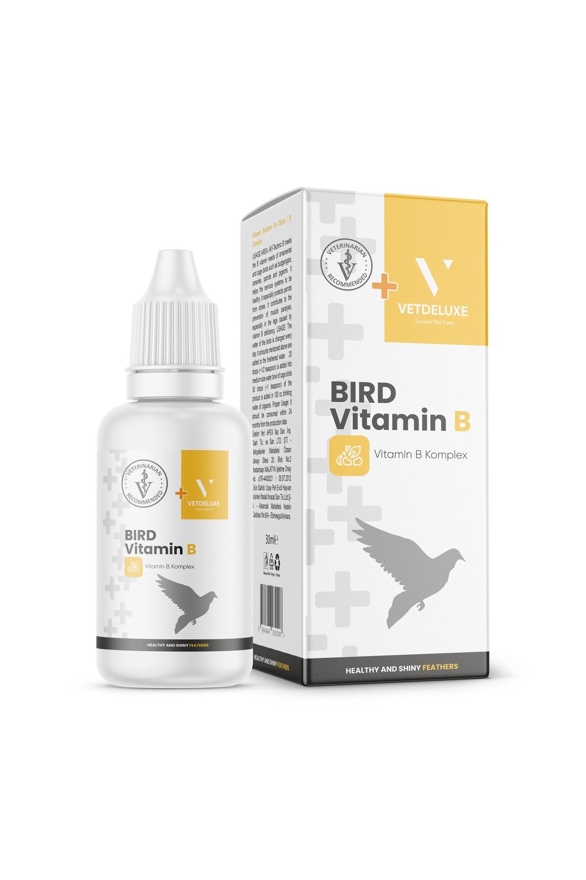 VETDELUXE Bird Vitamin B Likit Kuşlar Için Sıvı B Vitamini Tüy Dökülmesine Karşı Sıvı Vitamin 30 ml