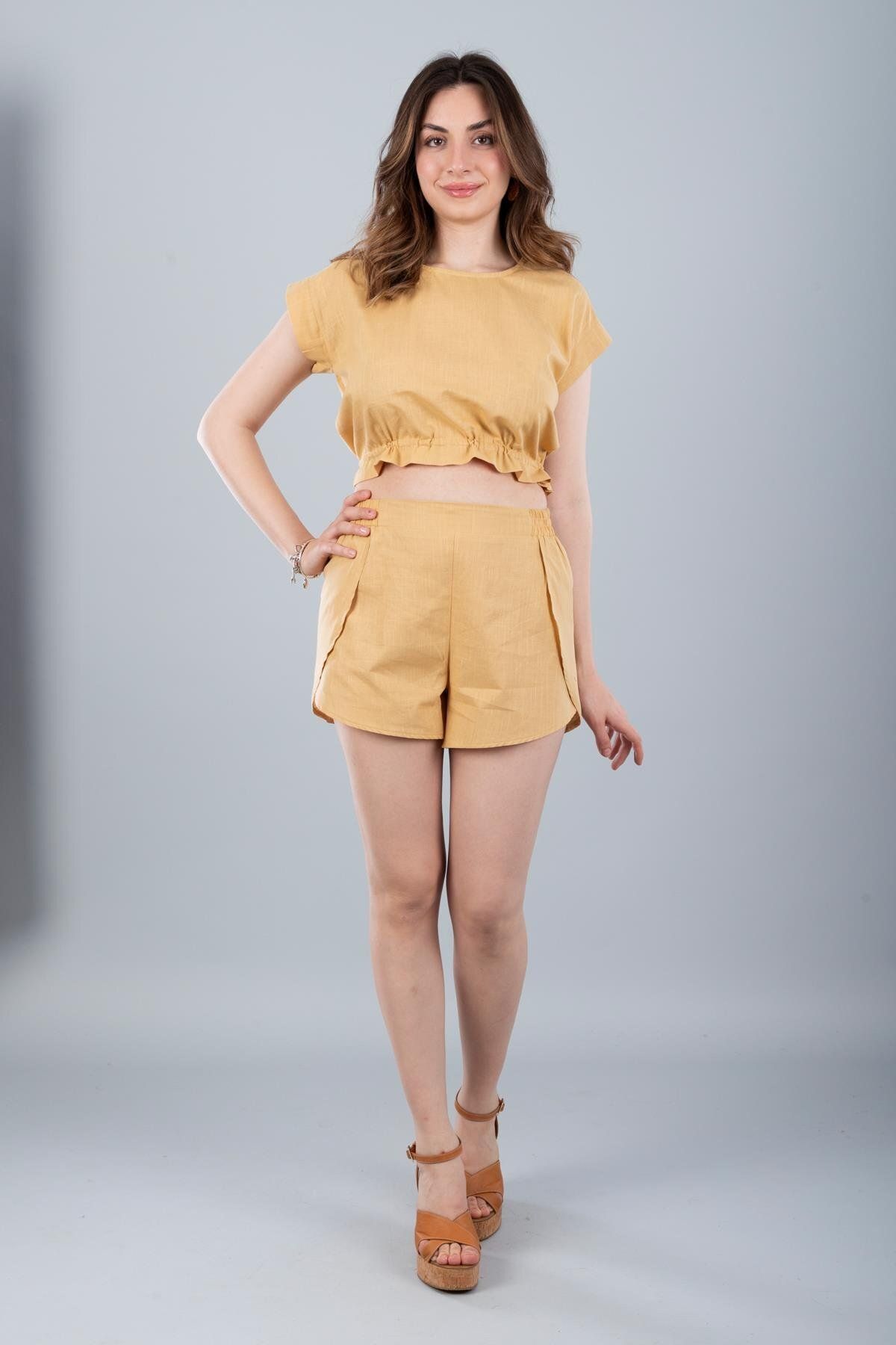 Bonitas Beachwear Pamuklu Şort Hardal