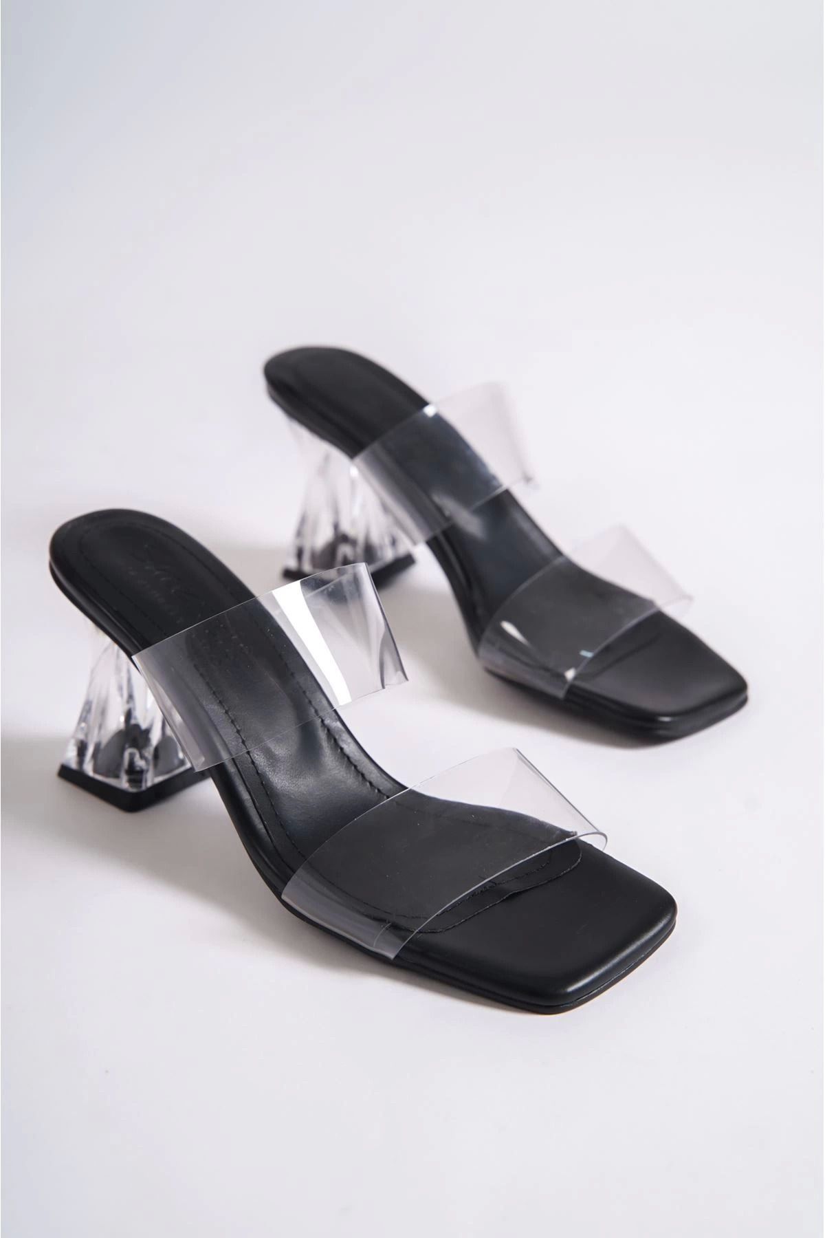Shop58 Hugo Siyah Cilt Şeffaf Bantlı Terlik