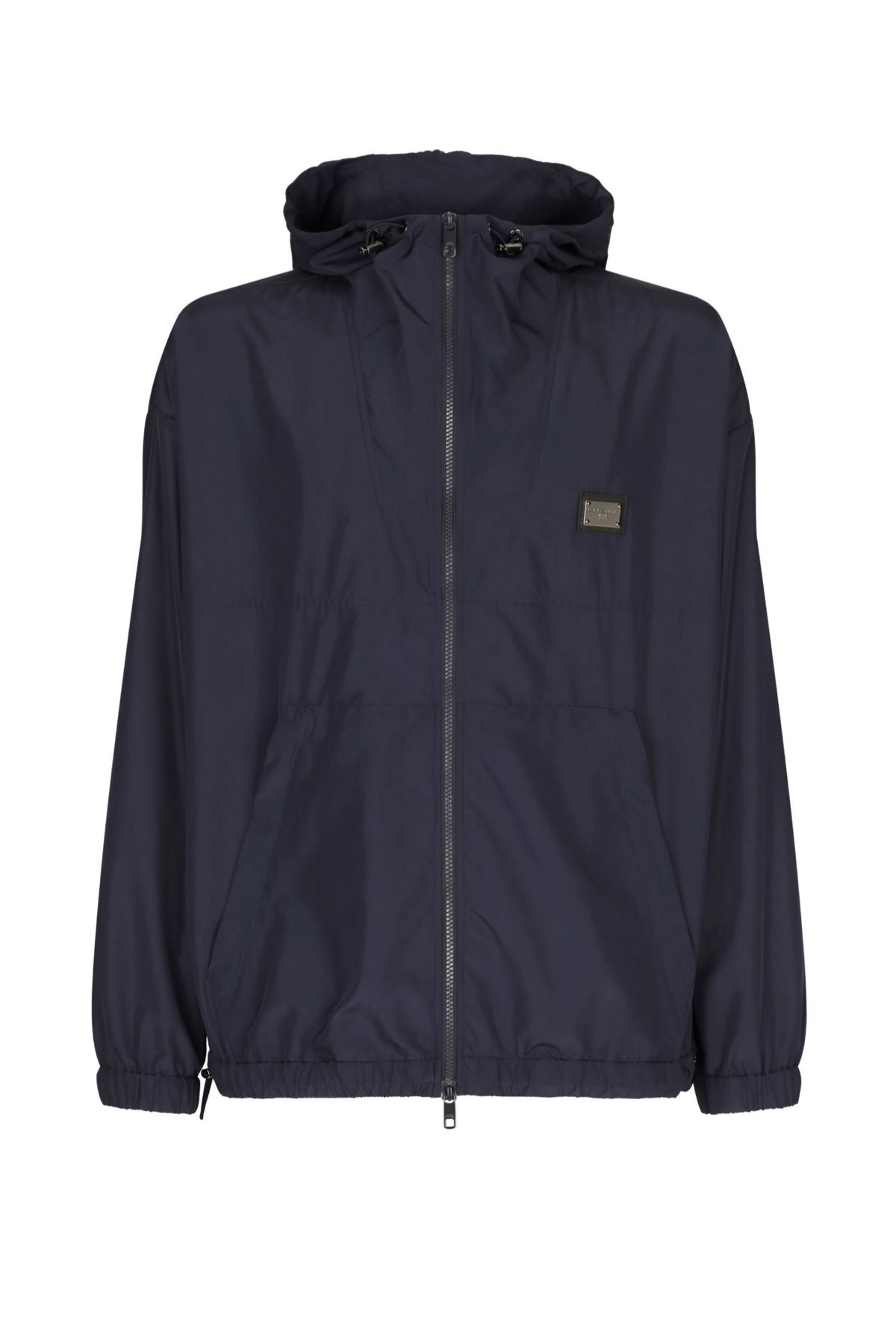 Dolce&Gabbana Blue Hooded Windbreaker Ceket
