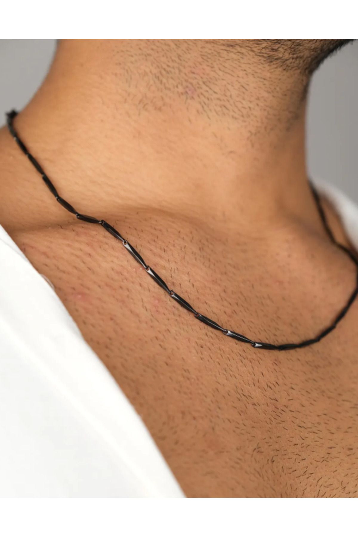 HEPBİMODA Erkek Çelik Kolye Renk Atmaz Siyah Kolye