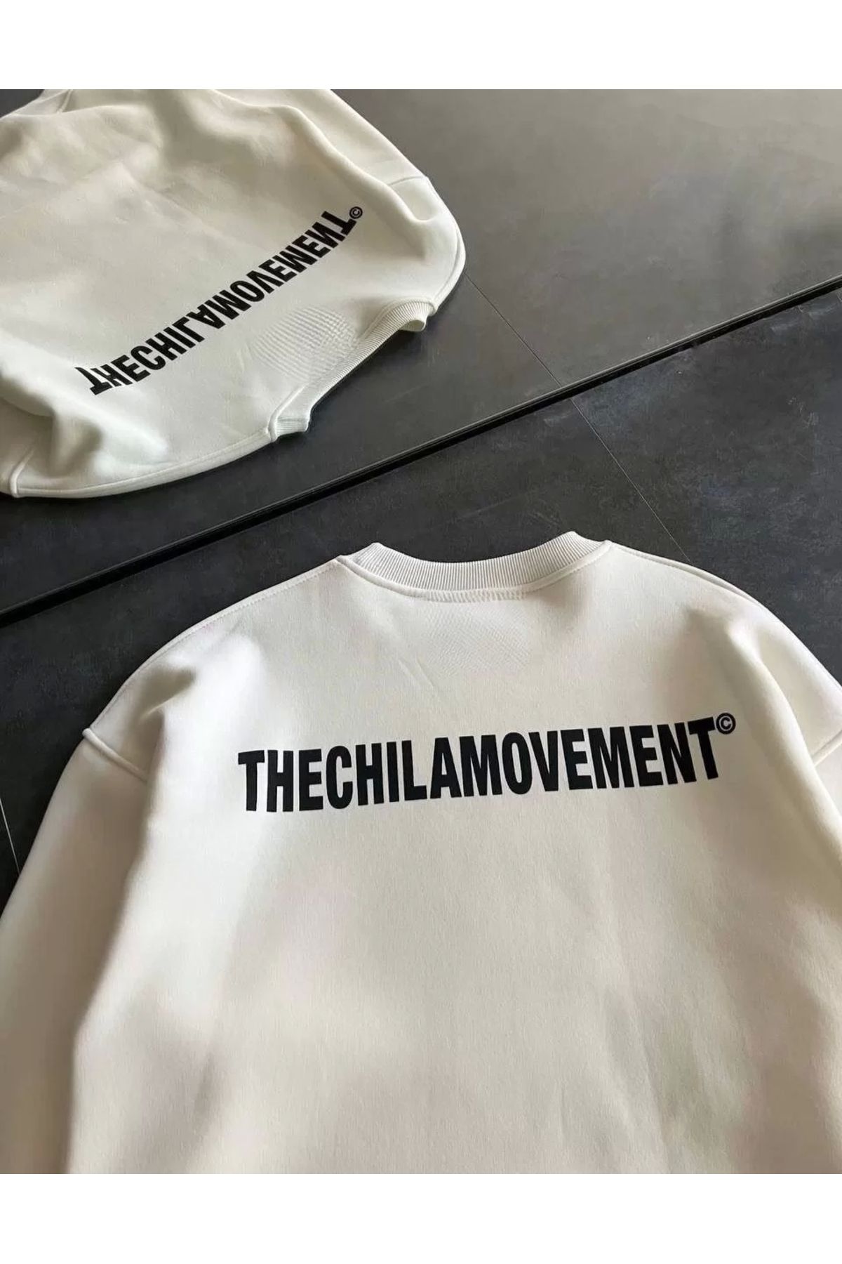 CVS Kışlık Bisiklet Yaka Oversize Baskılı SweatShirt - Beyaz