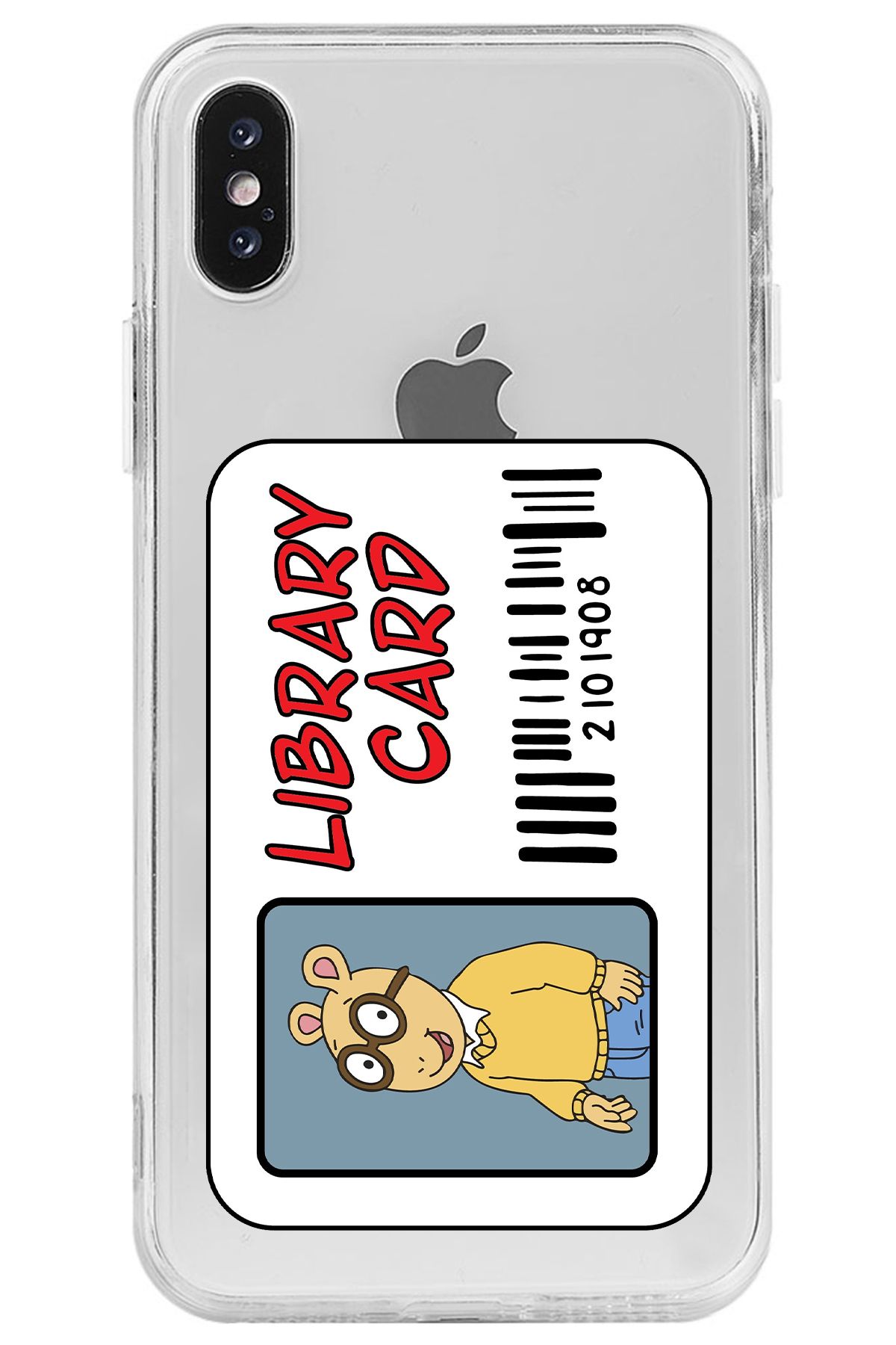 WANNA PROTECT iPhone XS Library Card Desenli Desenli Şeffaf Silikon Telefon Kılıfı