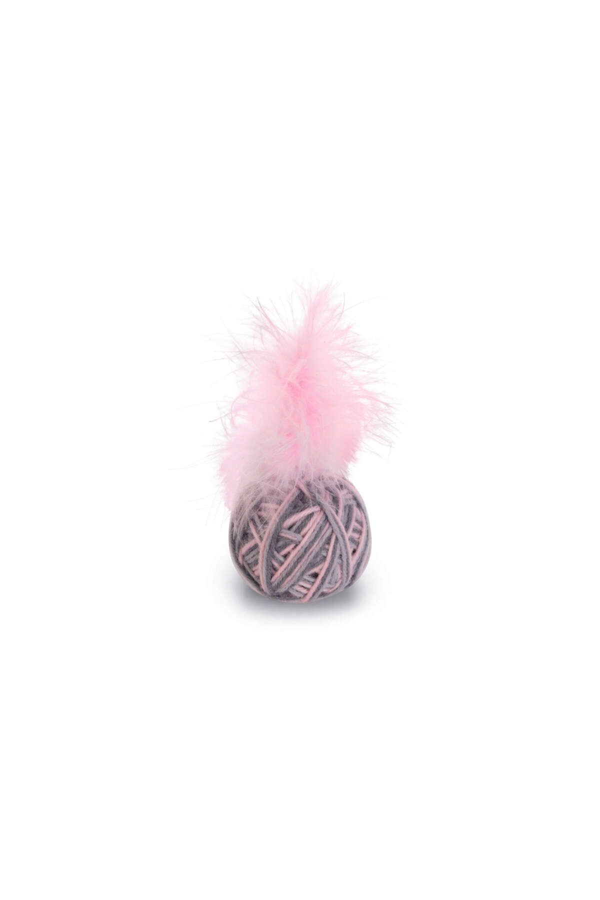 Beeztees Kedi Oyuncağı, Top Tüylü, Yün, Pembe ve Gri, 5cm GLSTD