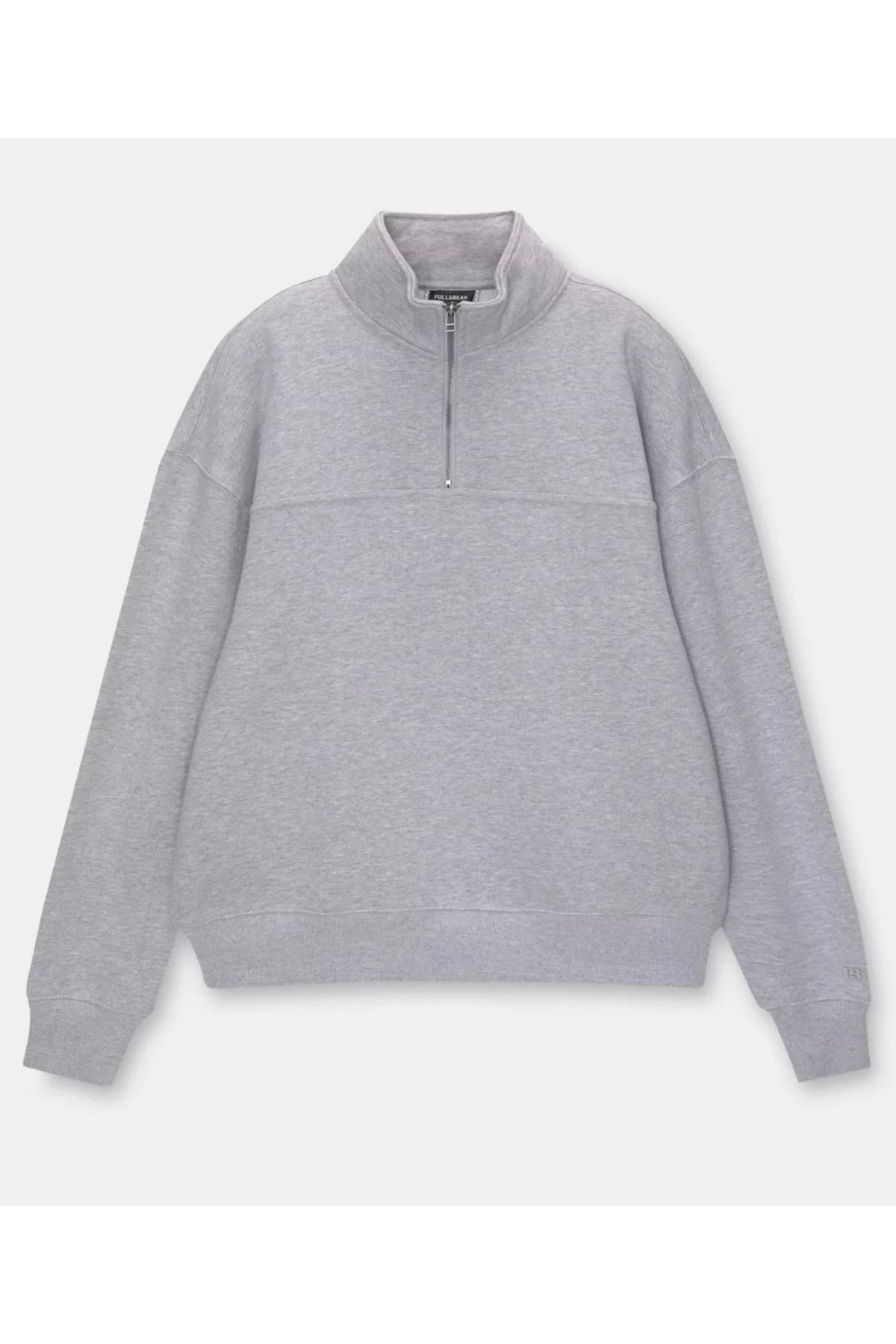 CVS Oversize Yarım Farmuarlı Yakalı Basic SweatShirt - Gri