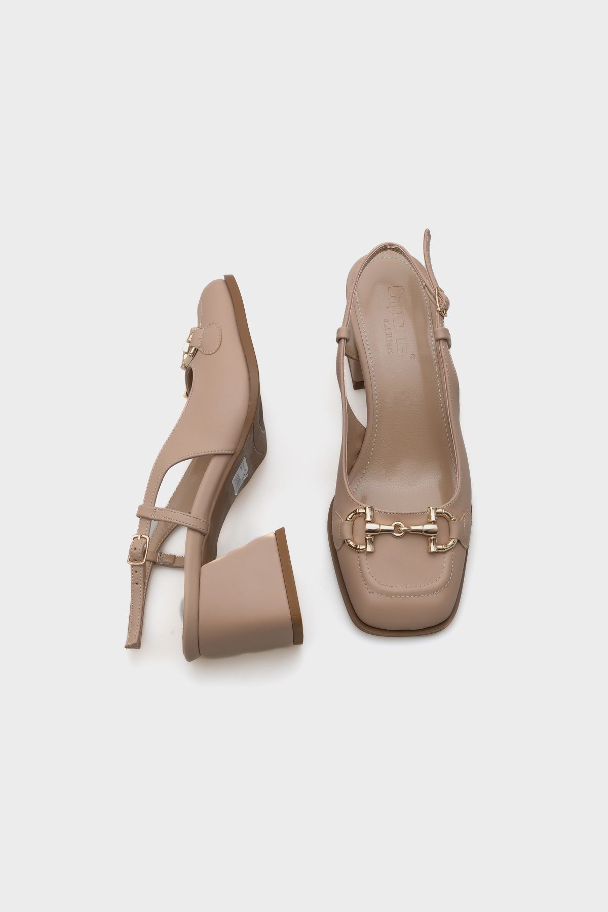 Capone Outfitters-Quinn Damenschuhe mit offenem Rücken, stumpfer Spitze und dickem Absatz und Schnalle 5
