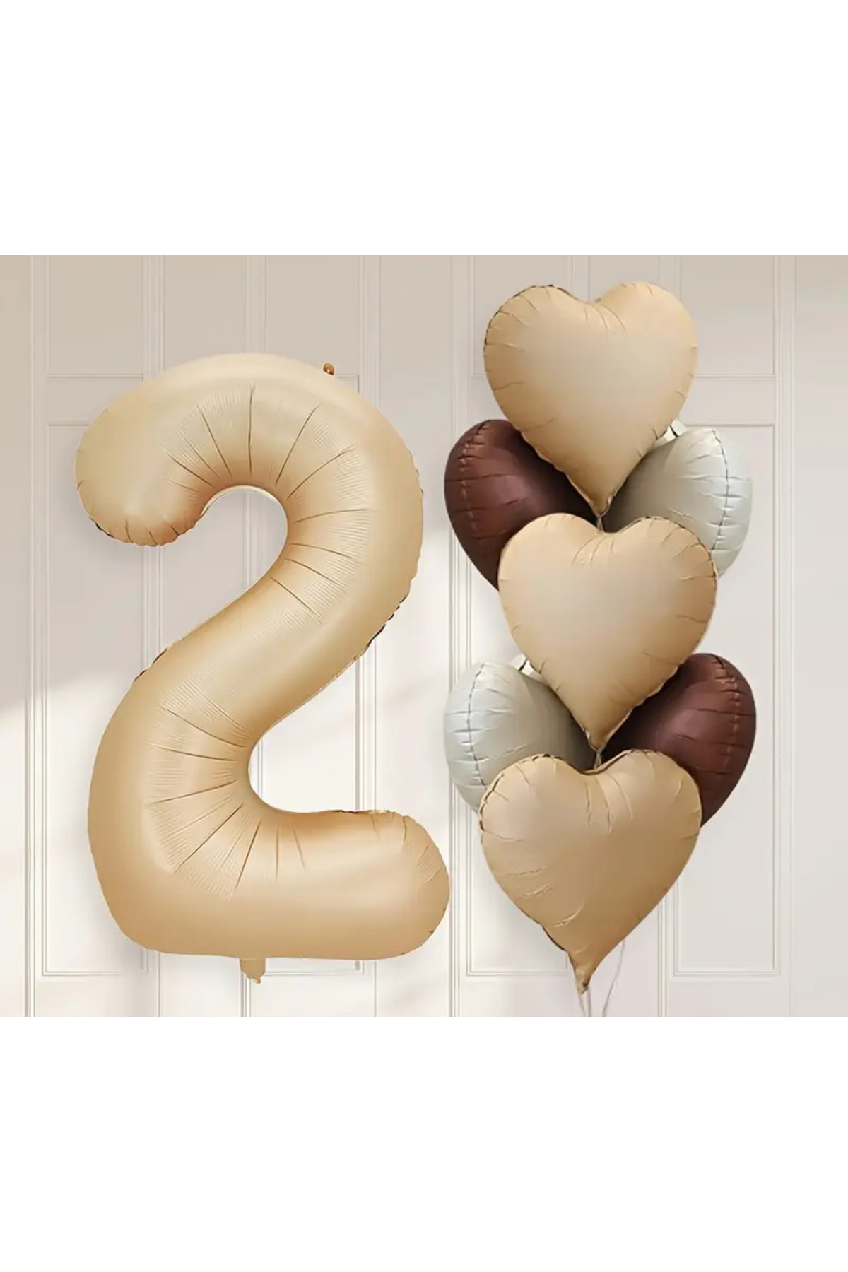 PARTİSERÜVENİ-Caramel Age and Heart Balloon Set 100 cm 1