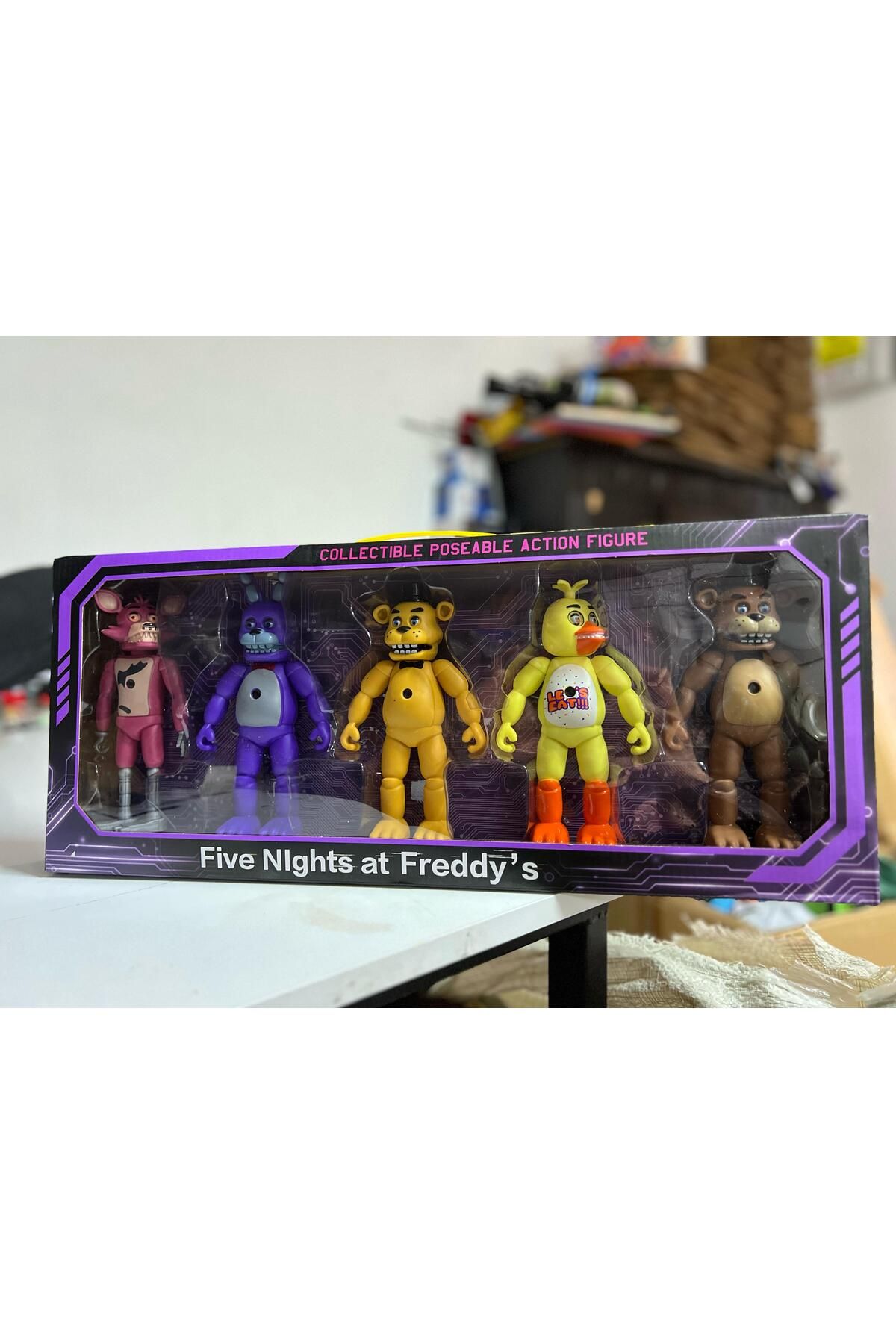 Retoys Five Nights At Freddy 5'li Set Işıklı Hologramlı Eklemli Karakter Dev Figür Oyuncak 22cm