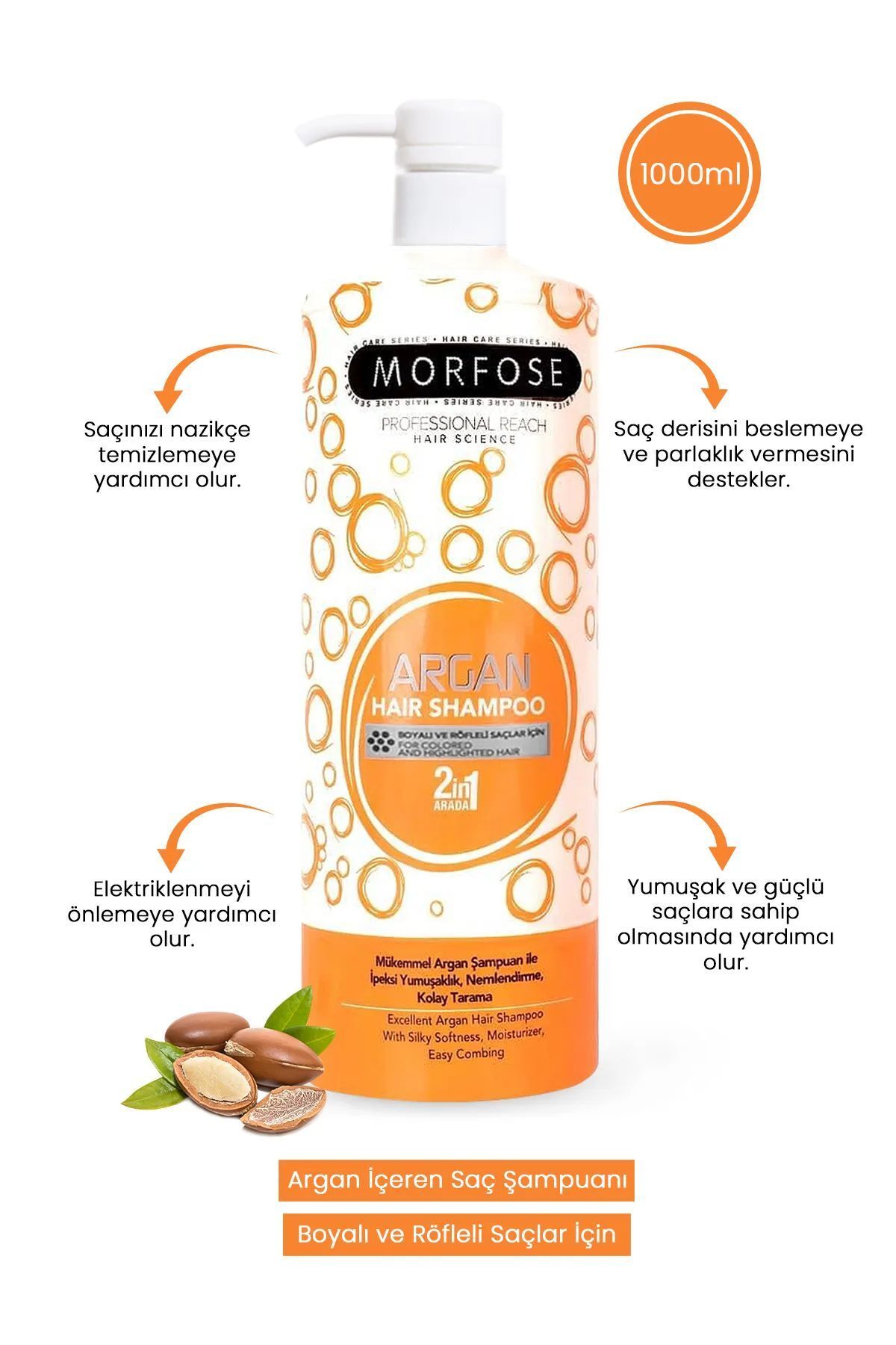 MBB ETİCARET Argan Şampuan 1000 ML - Boyalı Saçlar İçin