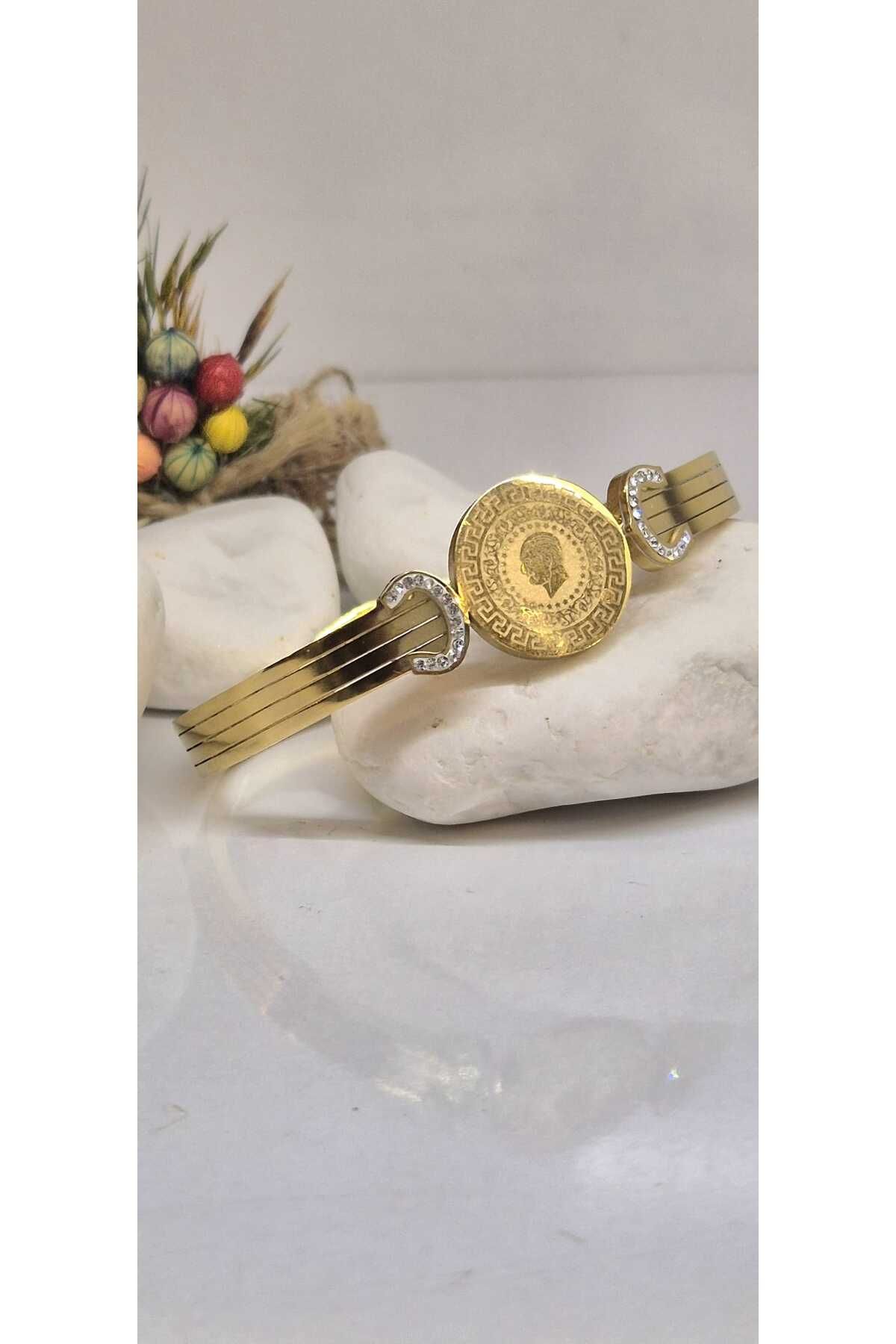 YUDİ Zirkon Detaylı Çeyrek Detaylı Kararmaz Çelik Kelepçe