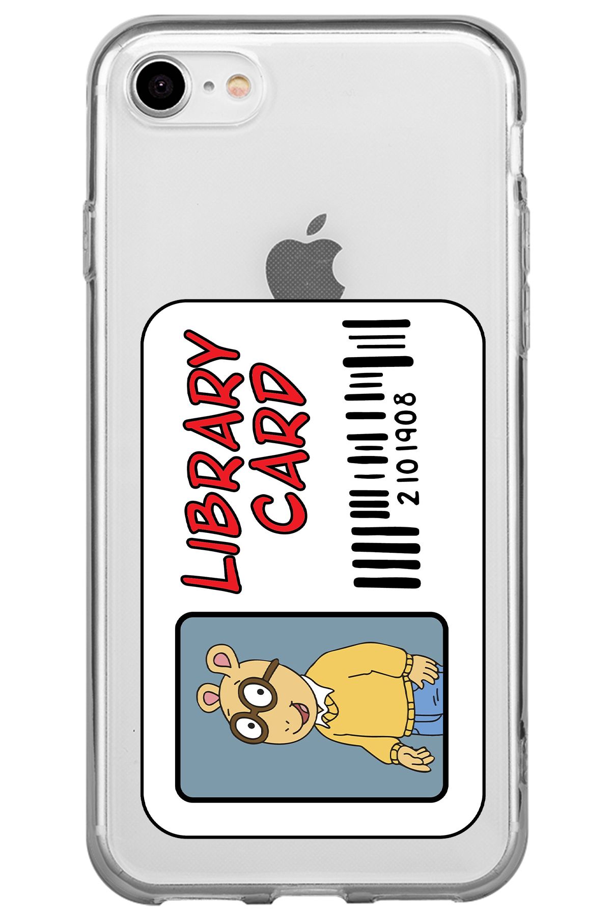 WANNA PROTECT iPhone SE 2020 Library Card Desenli Desenli Şeffaf Silikon Telefon Kılıfı