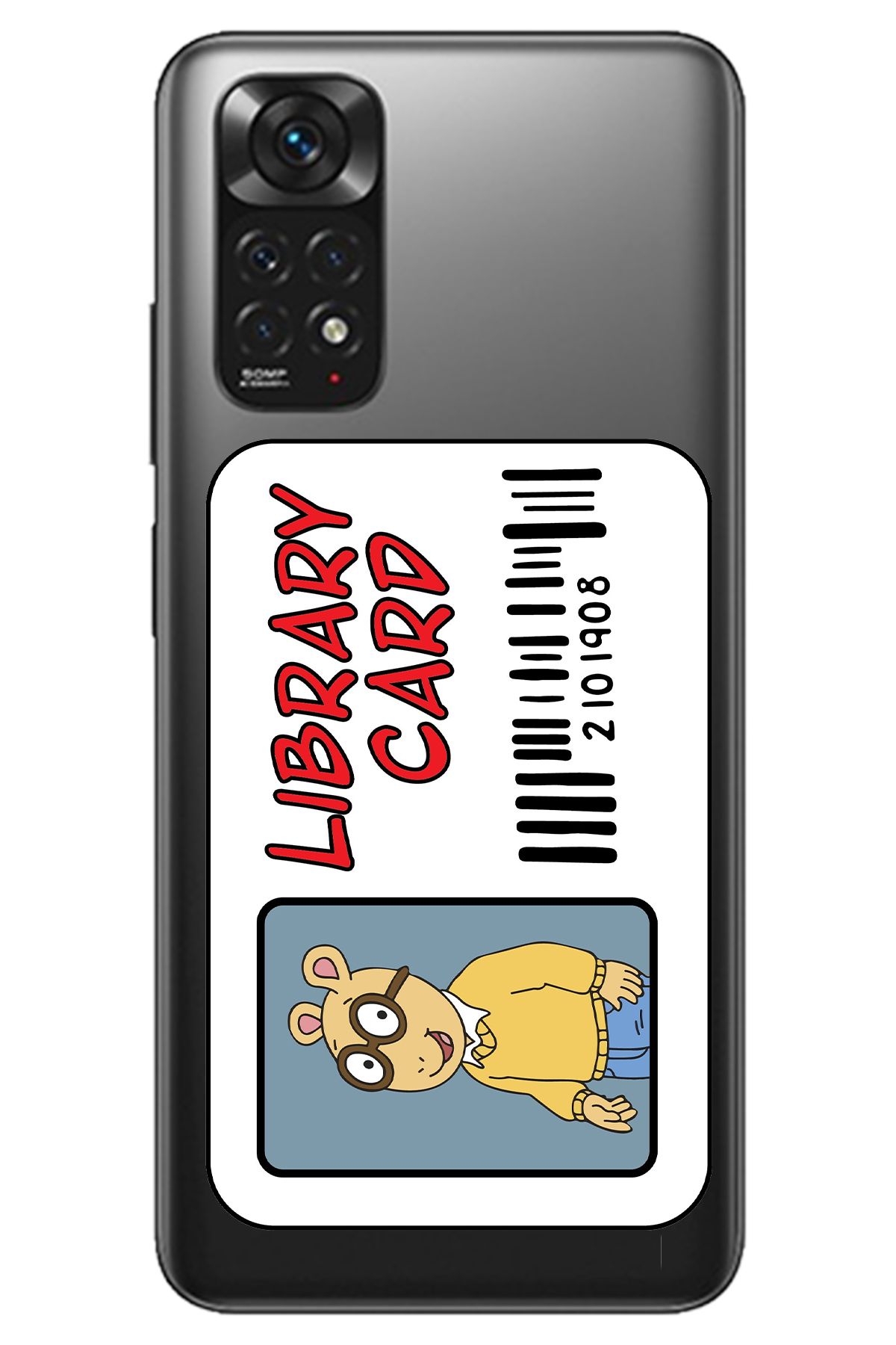 WANNA PROTECT Xiaomi Redmi Note 11 Şeffaf Library Card Desenli Silikon Telefon Kılıfı
