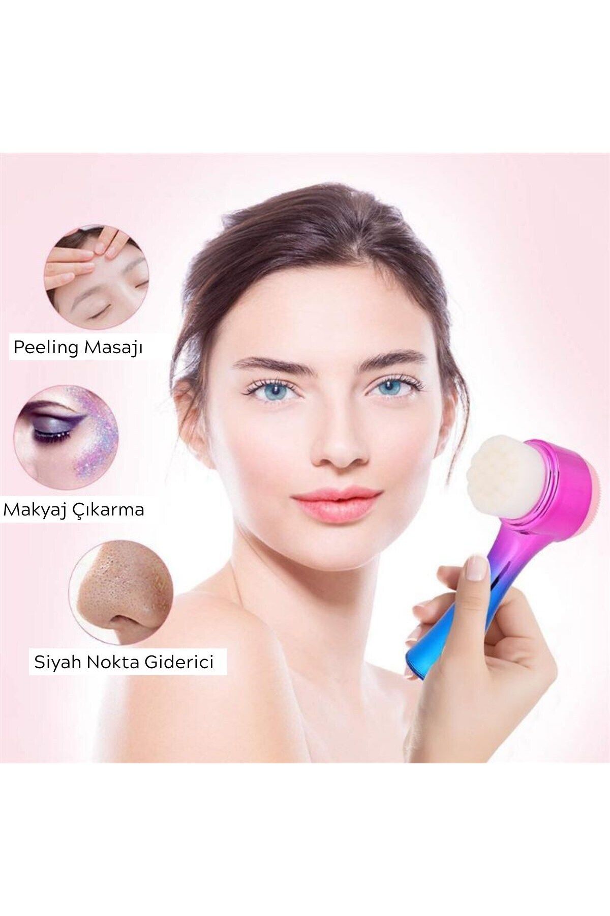 Emperium Çift İşlevli Renkli Cilt Yüz Temizleme Fırçası Peeling Masaj Etkili Gözenek Temizleyici Alet (5122)