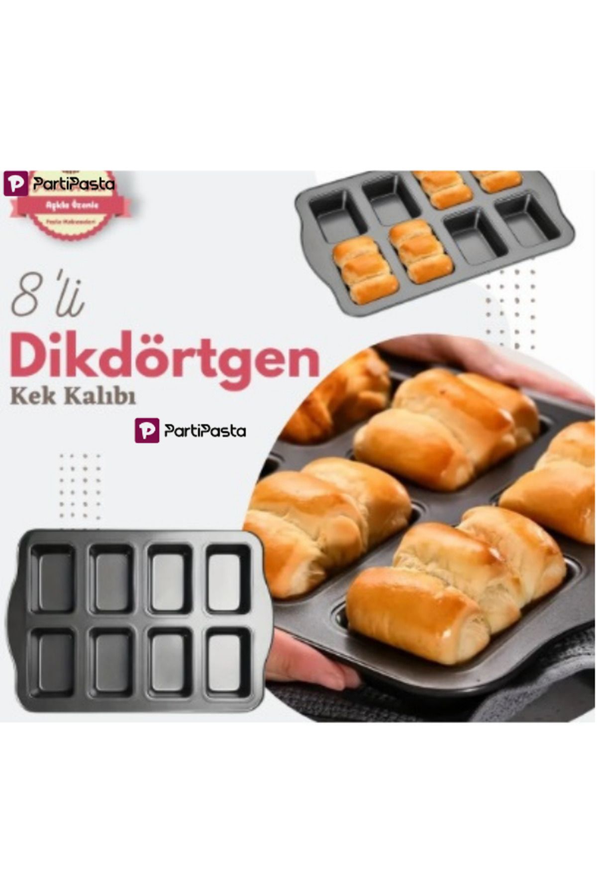 Tinky Winky Dikdörtgen Mini Baton Kek Kalıbı 8'li