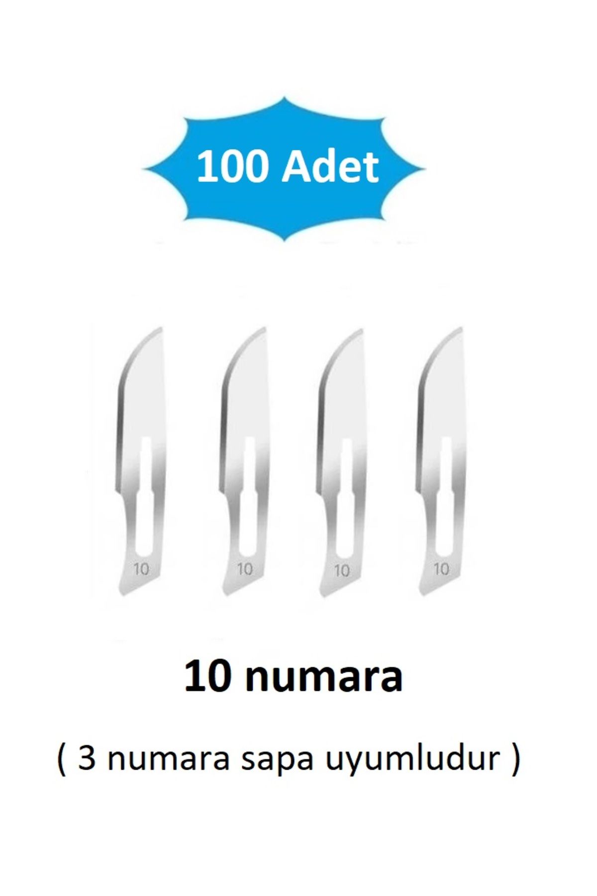 QBR Home 100lü paket 10 numara Ahşap Heykel Oyma Sanat Yedek Bıçağı. Geçirmeli Tip ( 3 numara sapa uyumlu )