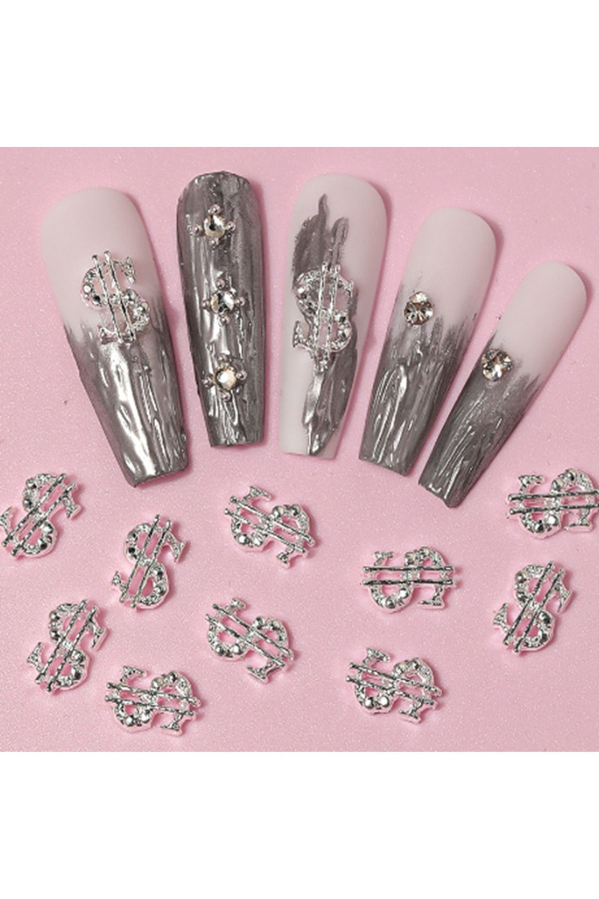 Beauty Box 5 Adet Dolar Tırnak Süsü Amerikan Doları Rich Girl Tırnak Süsleri Nail Charms Nail Art Objeleri