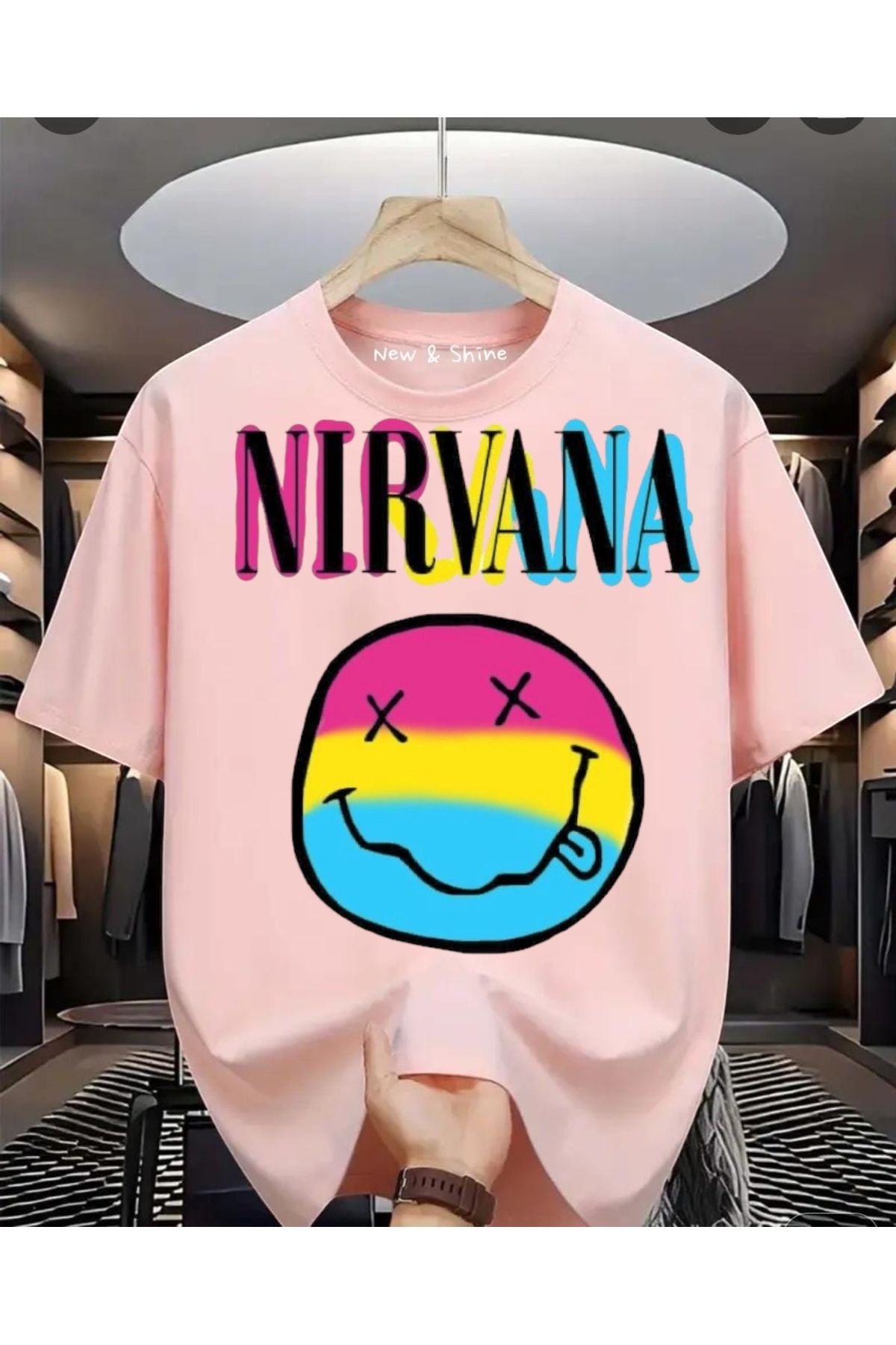 New Shine Nirvana Baskılı Oversize T-Shirt