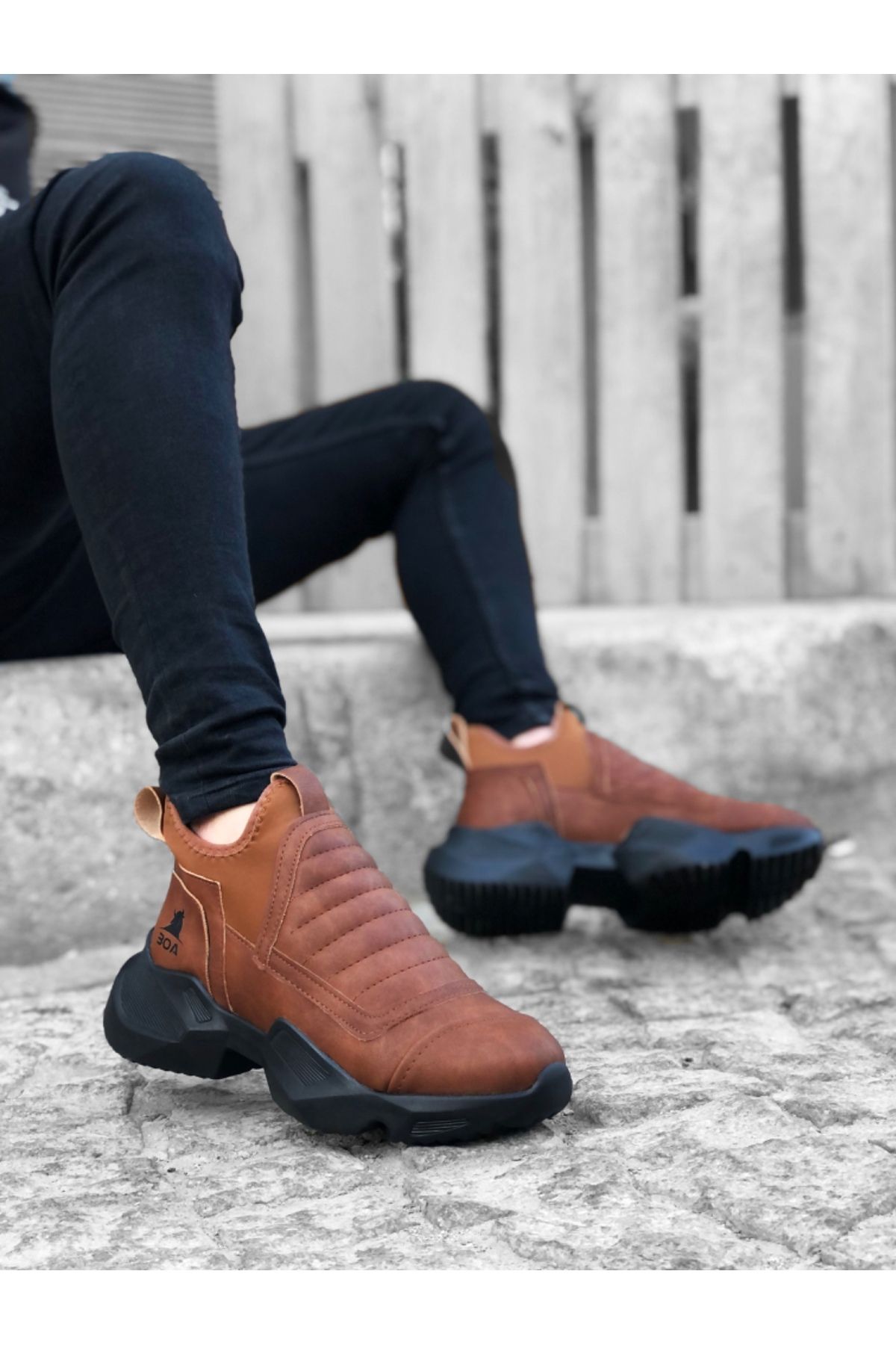 pabucmarketi Bağcıksız Erkek Spor Bot TABA (SİYAH TABAN)