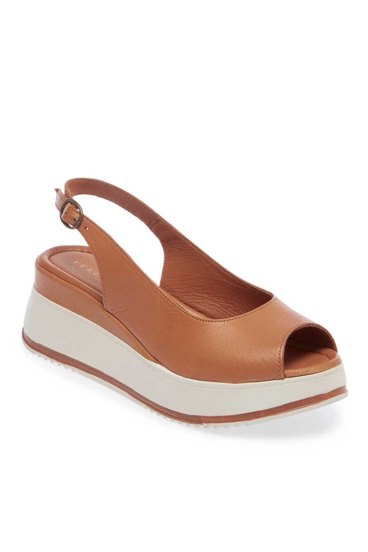 Tergan Taba Hakiki Deri Kadın Sandalet - K24Y1SN67280-A29