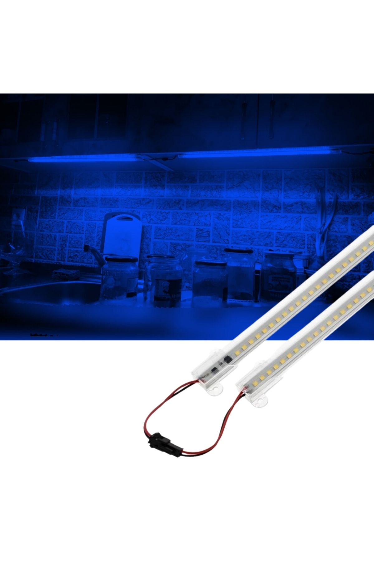 burul SB-6511 2 Adet 50 Cm 220v Şeffaf Çubuk Bar Led Mavi Işık
