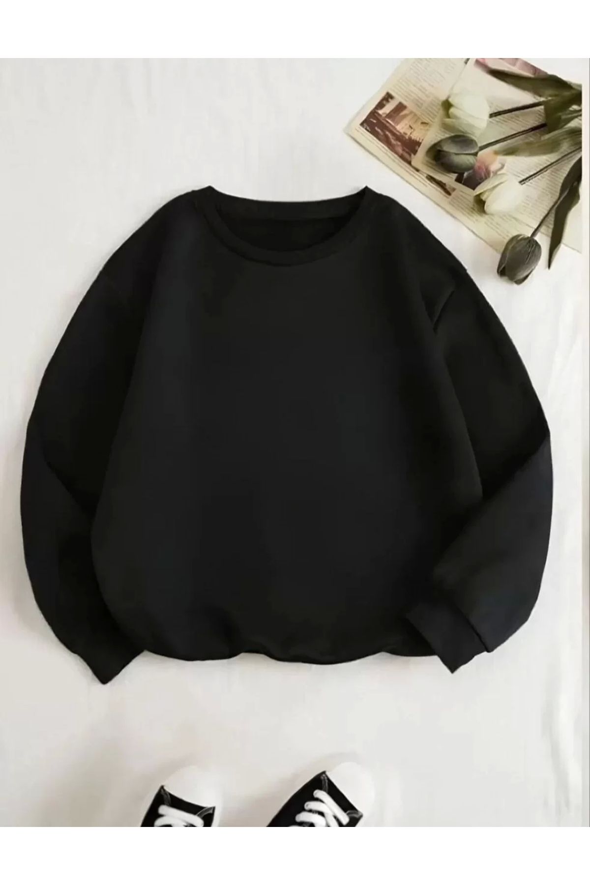 CVS Unisex Üç İplik Biskilet Yaka SweatShirt - Siyah