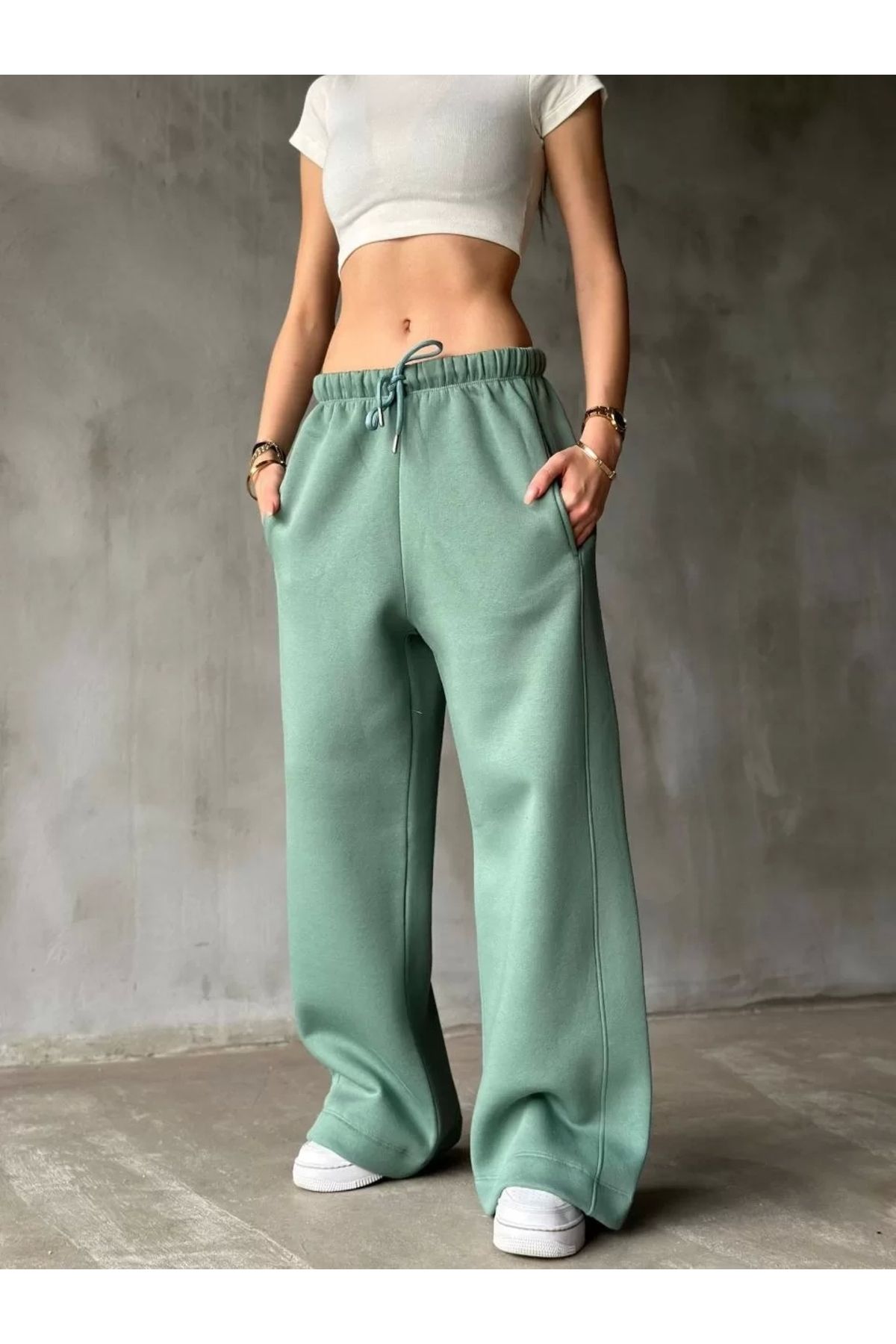 CVS Palazzo Bol Paça Eşofman Pantolon - Yeşil