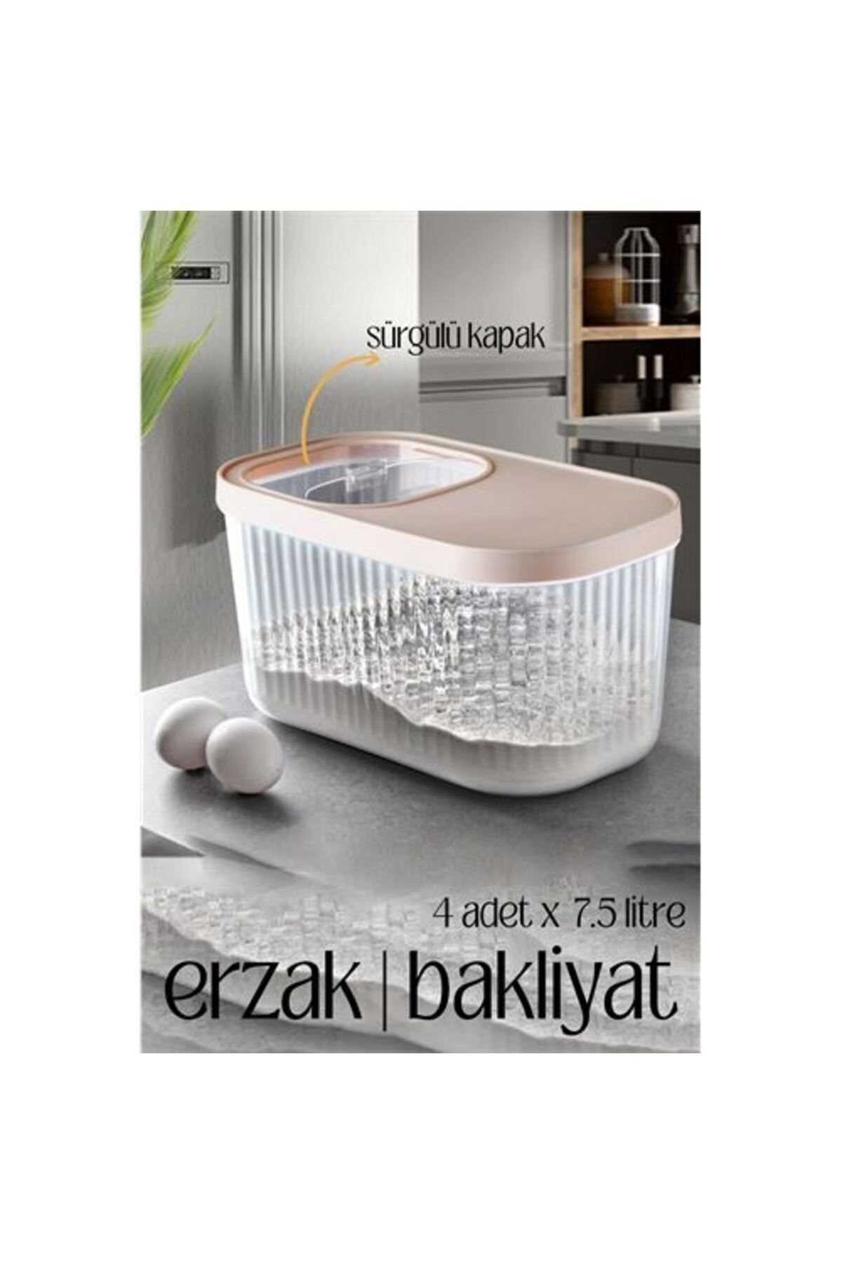 teknotrust MultiBox Erzak Bakliyat Kutusu Sürgülü Kapak 7.5 Litre 4 ADET