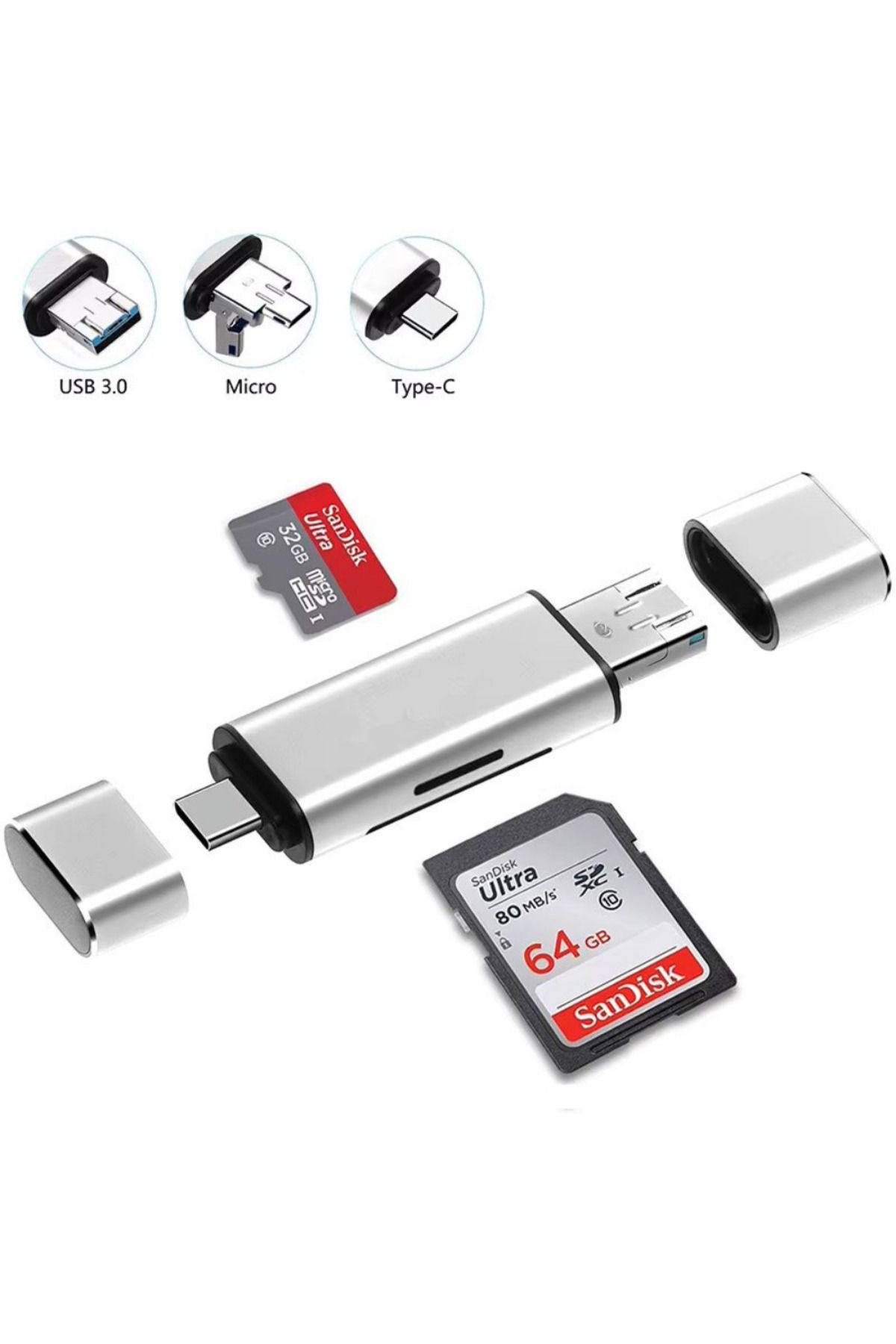 Foxyn FXN-825 Type C USB Micro OTG Mac / Android Tablet Telefon PC Kart Okuyucu