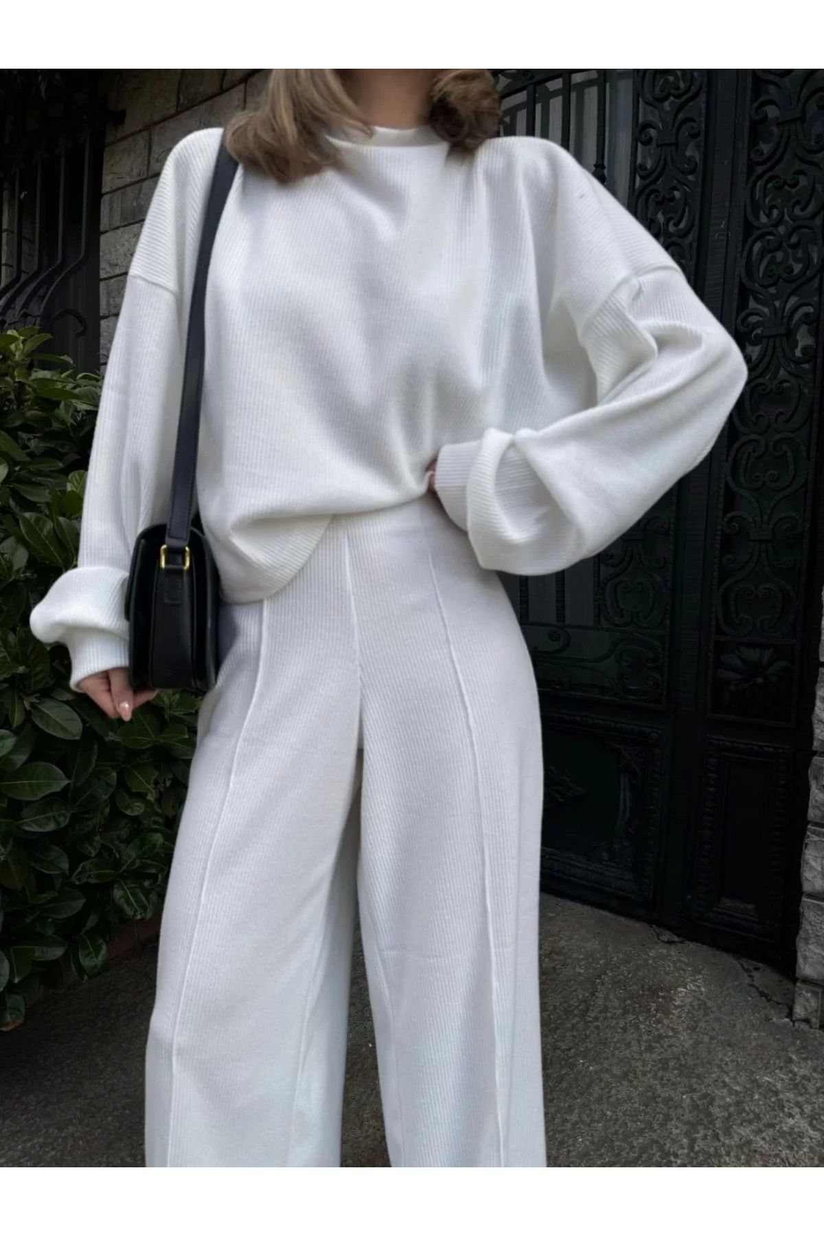 CVS Crop, Pantolon Fitilli İkili Takım -Beyaz