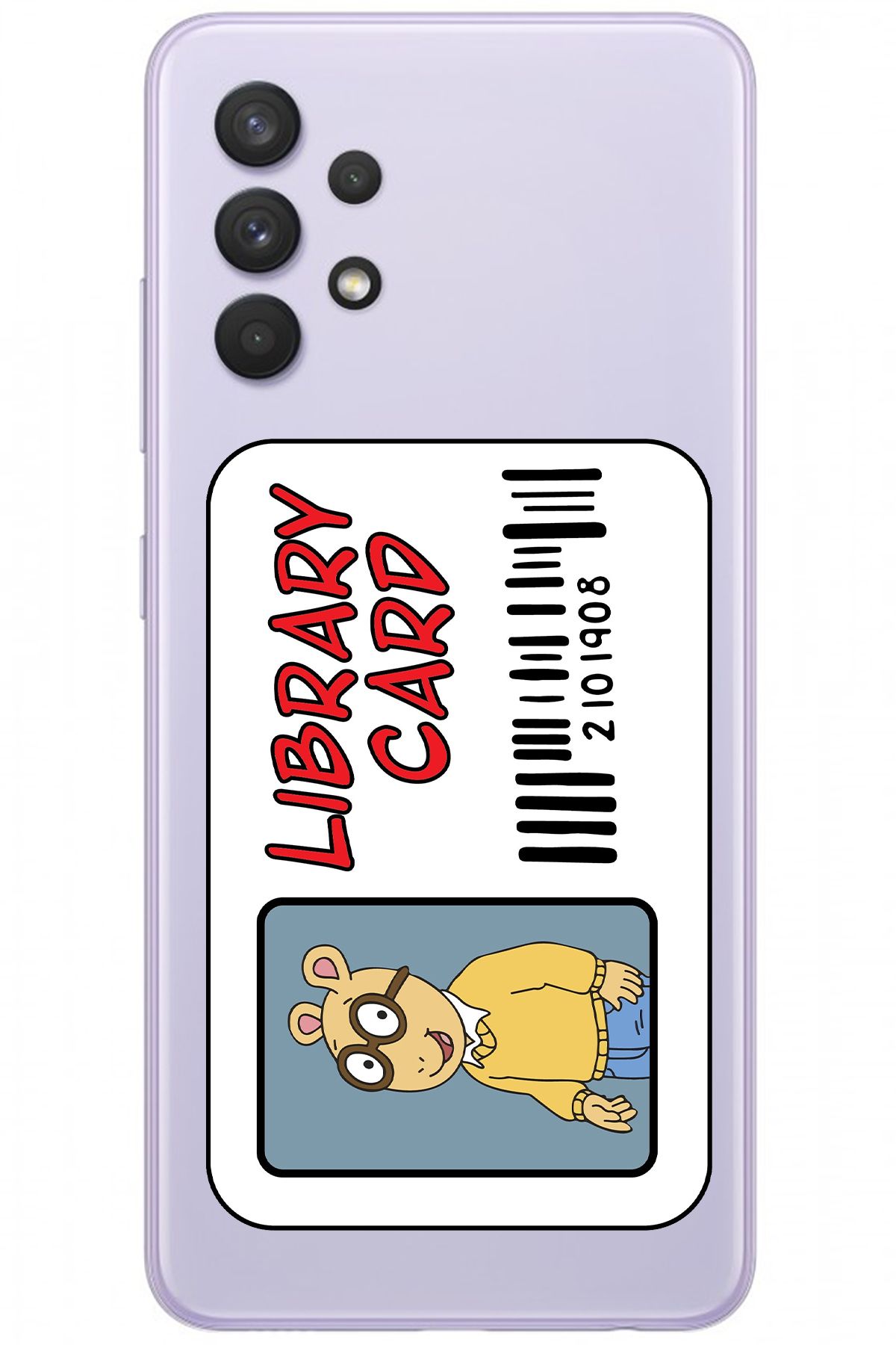 WANNA PROTECT Samsung A13 4G Şeffaf Library Card Desenli Silikon Telefon Kılıfı