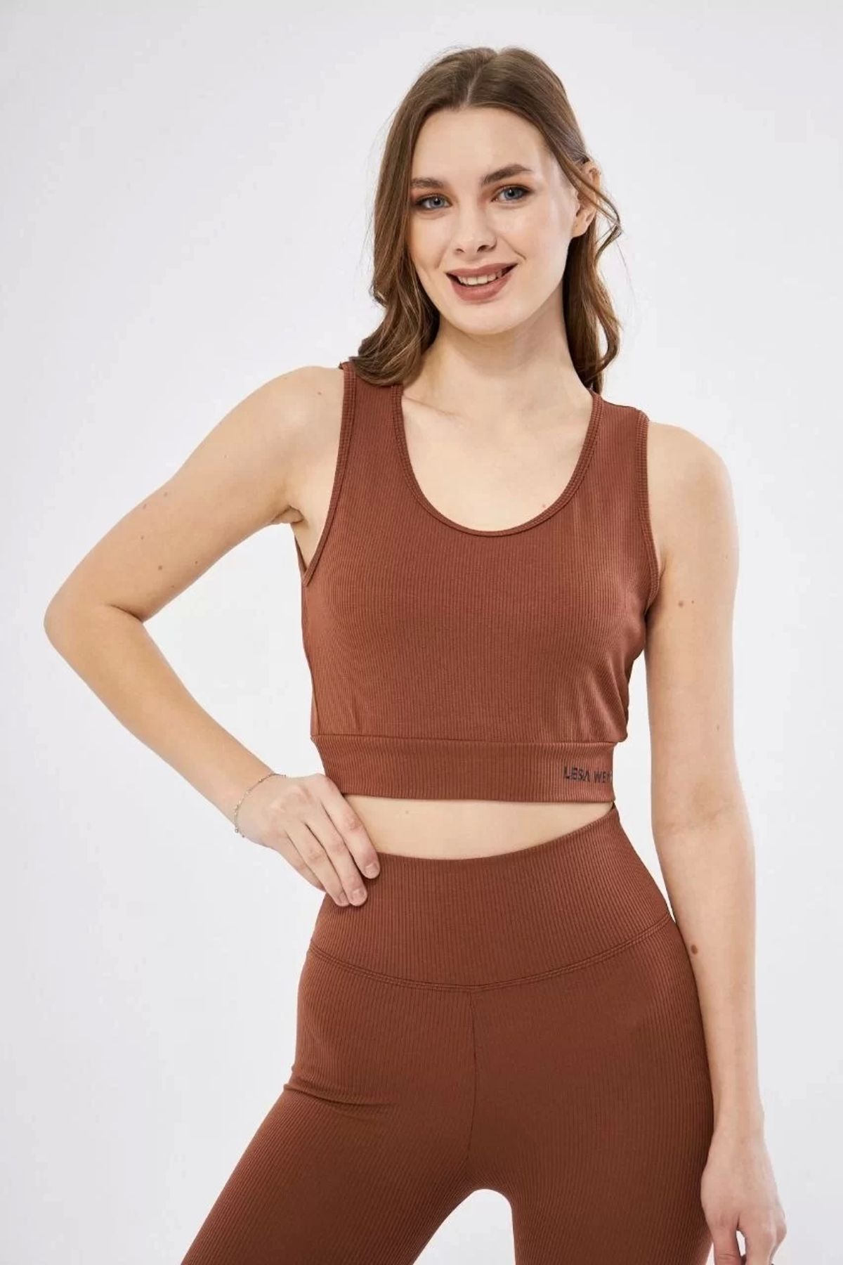 CVS Kadın Fitilli Baskılı Crop - Kahve