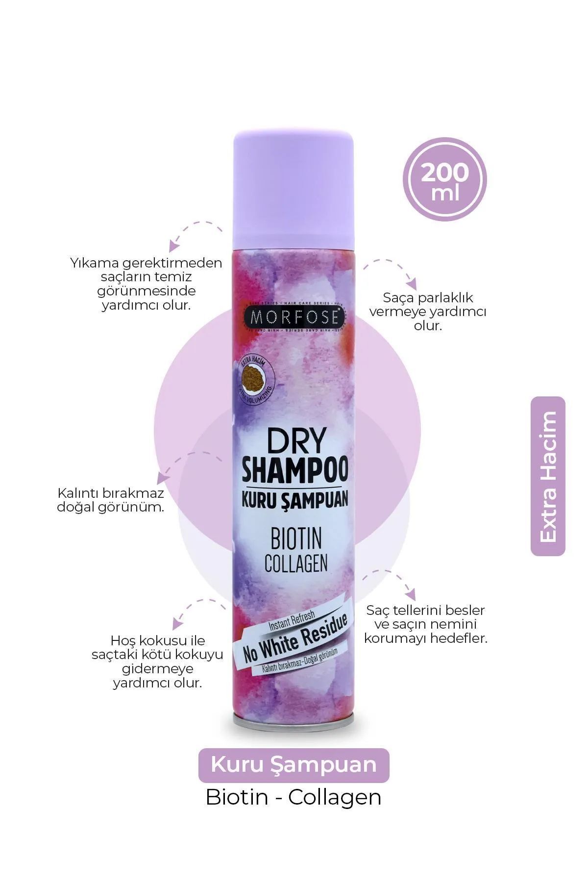 MBB ETİCARET Kuru Şampuan Biotin Collagen 200 ML - Ekstra Hacim - mrfs