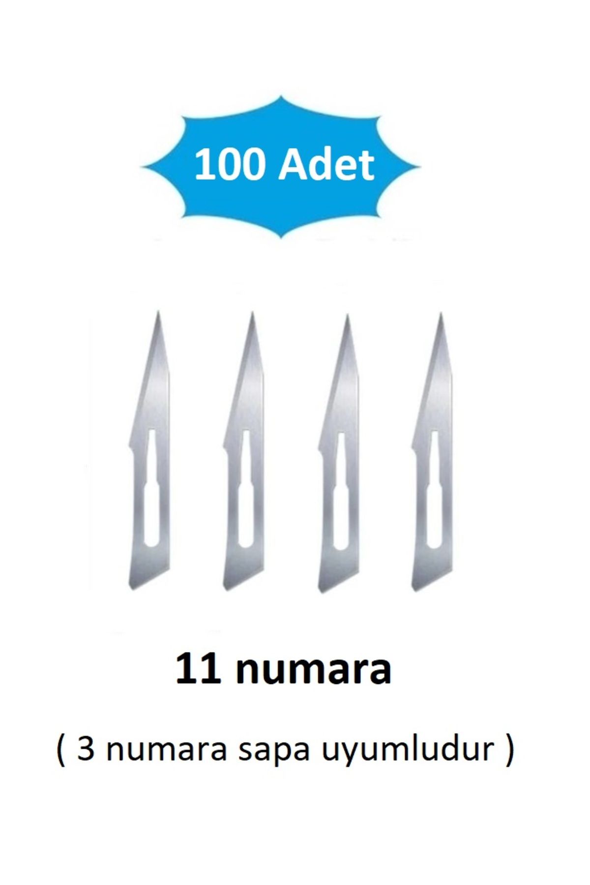 QBR Home 100lü paket 11 numara Ahşap Heykel Oyma Sanat Yedek Bıçağı. Geçirmeli Tip ( 3 numara sapa uyumlu )
