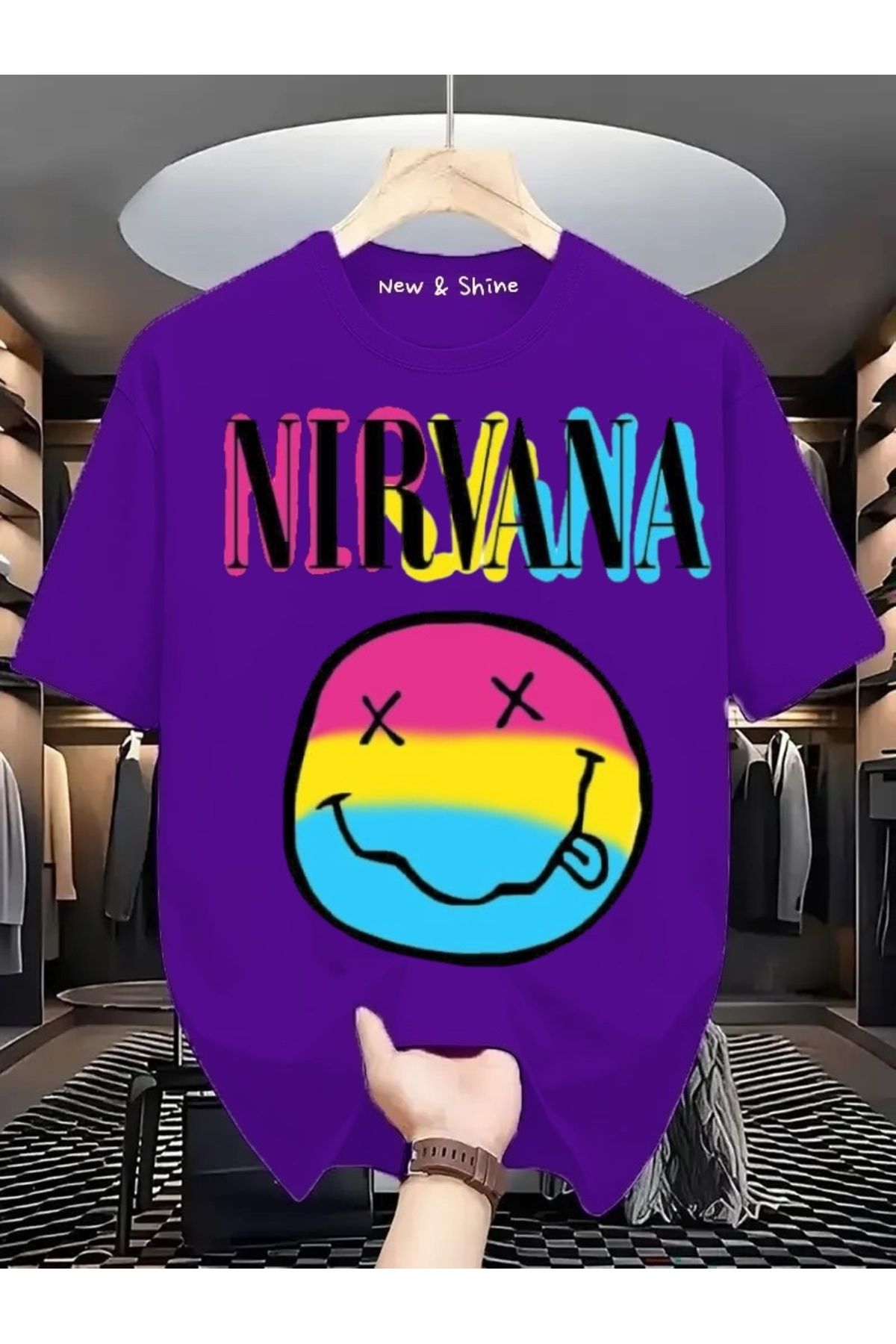 New Shine Nirvana Baskılı Oversize T-Shirt
