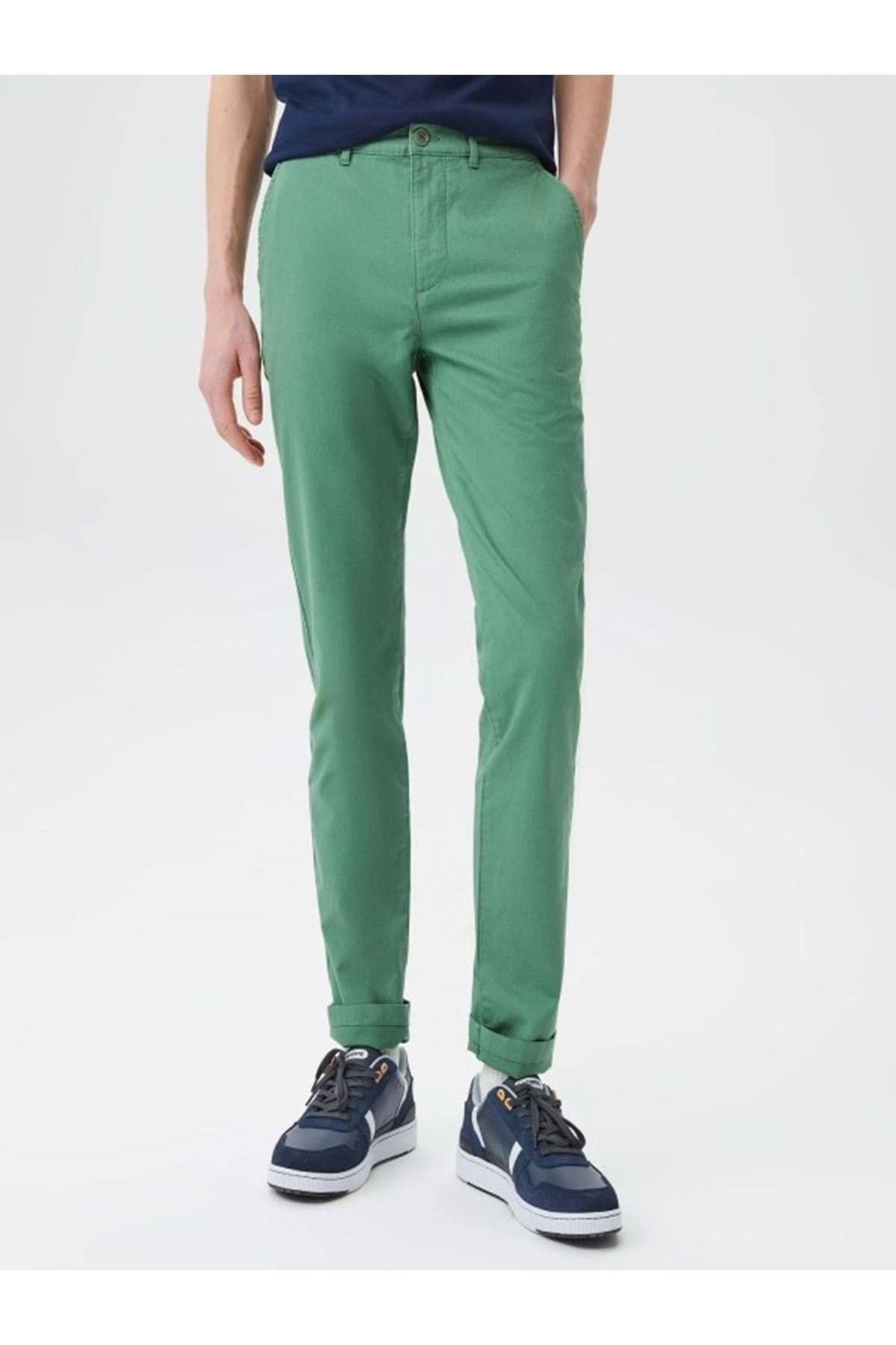 Heredot 30134 Erkek Slim Fit Chino Keten Pantolon - Heredot - Yeşil - ST01613-Yeşil-38