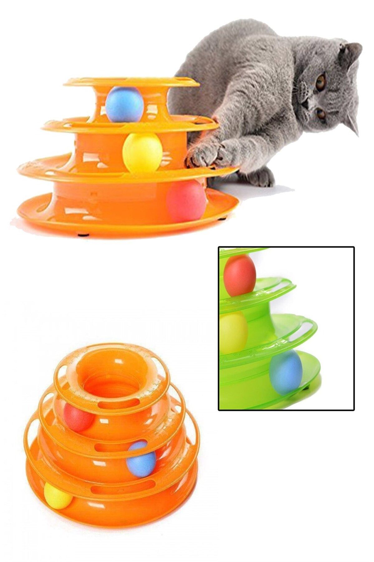 Emperium Tower Of Tracks Eğleneli Üç Katlı Kedi Oyuncağı Seti oyuncağı (5122)