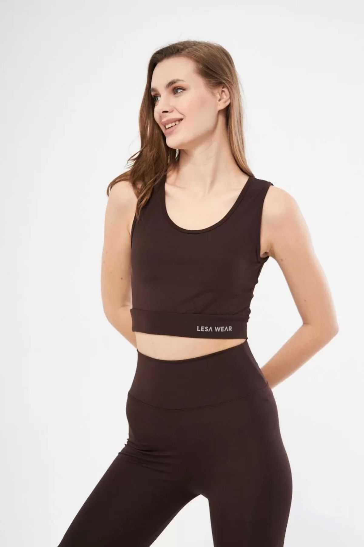 CVS Kolsuz Sporcu Baskılı Crop - Kahve