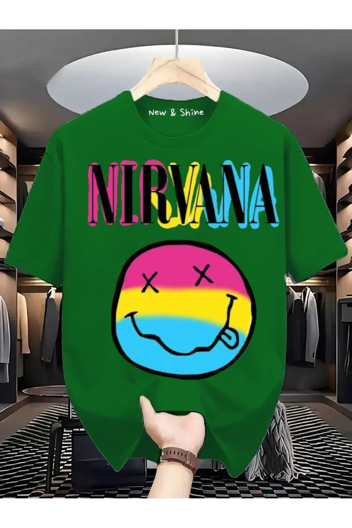 New Shine Nirvana Baskılı Oversize T-Shirt