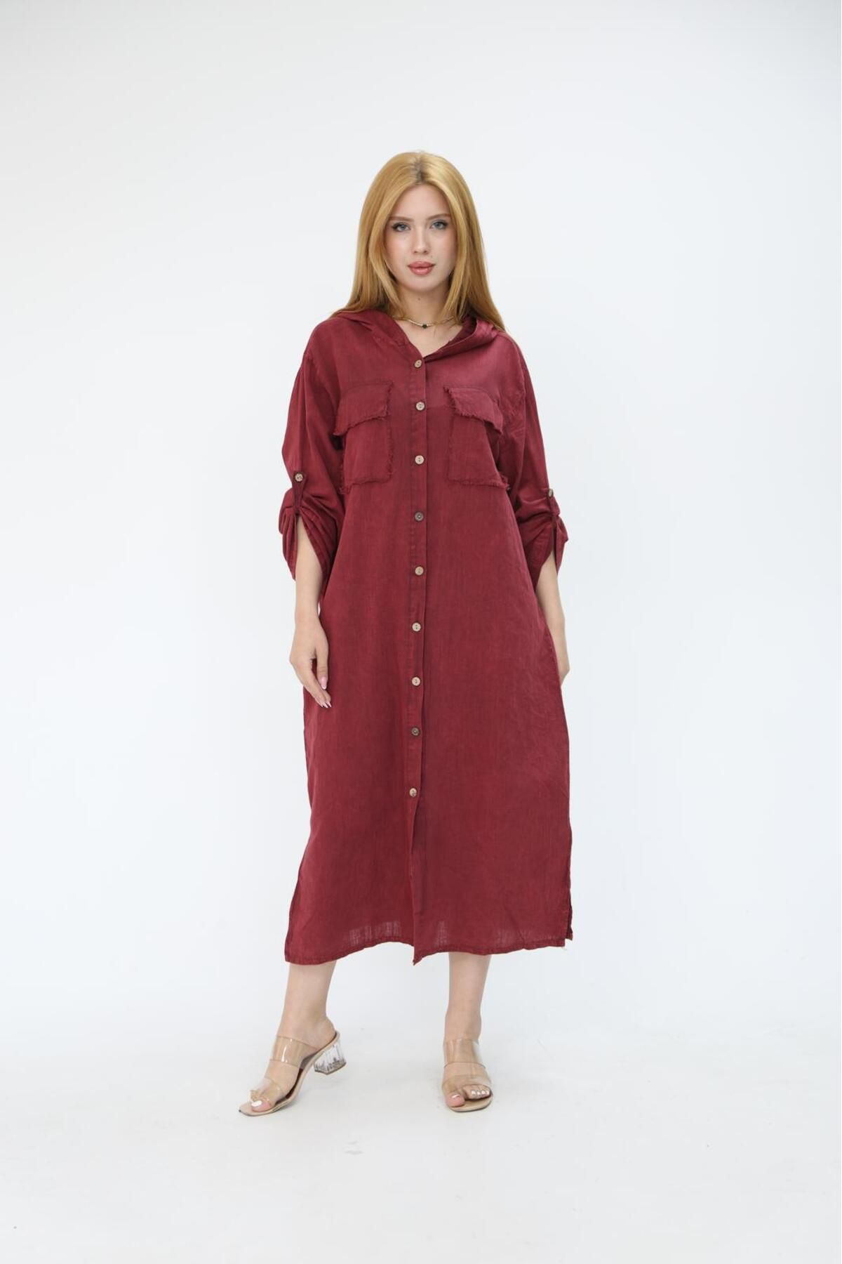 Sevimli Butik DÜĞMELİ PAMUKLU ELBİSE