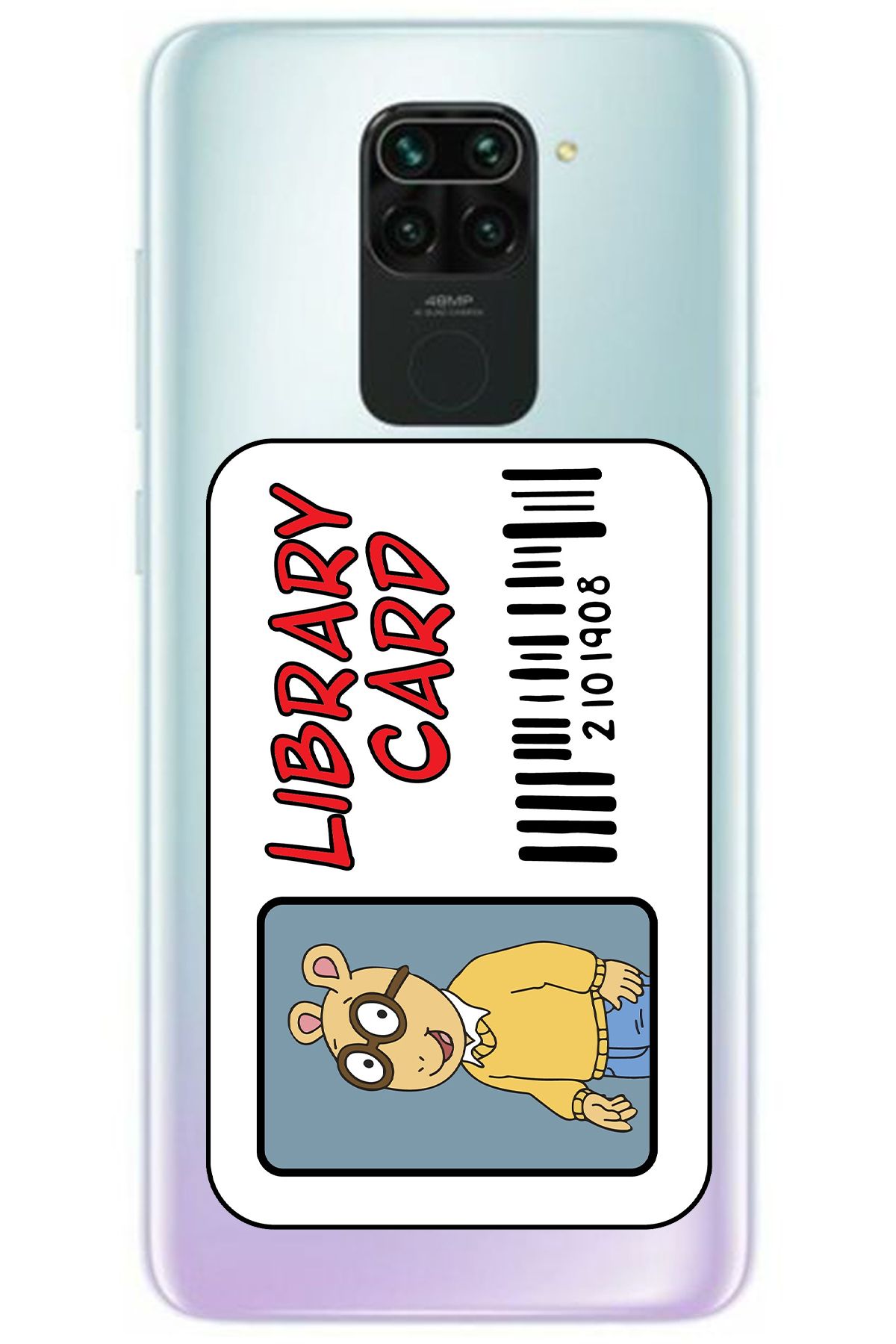 WANNA PROTECT Xiaomi Redmi Note 9 Library Card Desenli Desenli Şeffaf Silikon Kılıfı