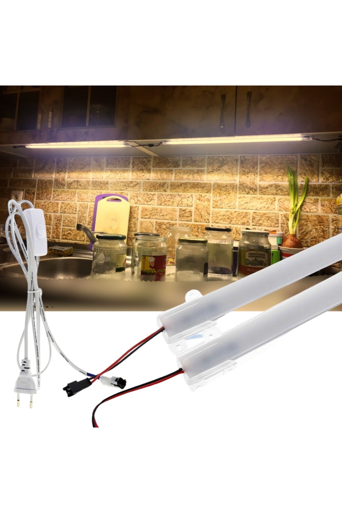 burul SB-6510 2 Adet 100 Cm 220v Opak Çubuk Bar Led Gün Işığı ve Butonlu Fiş