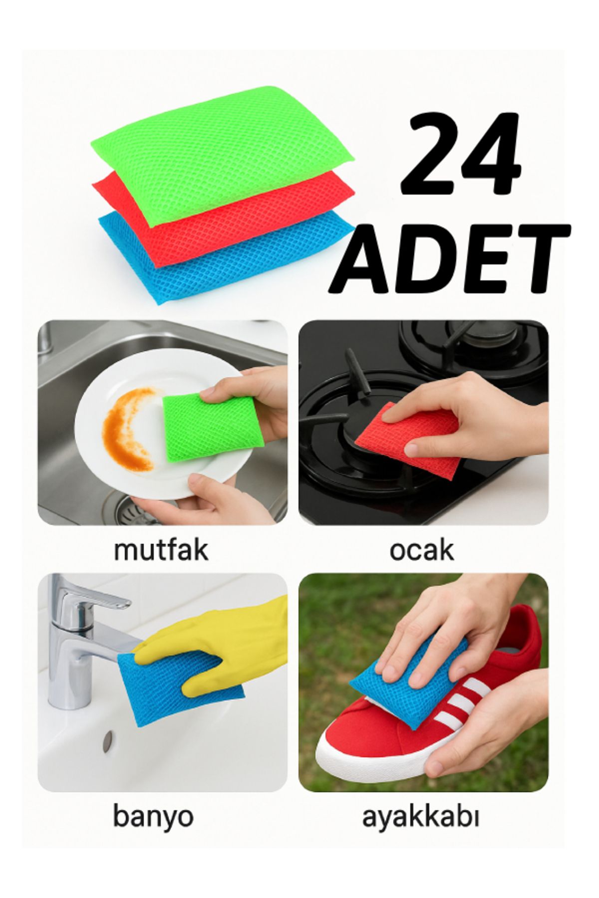 nistabolje 24 Adet Petek Dokulu Bulaşık Süngeri Sihirli Pratik Sünger