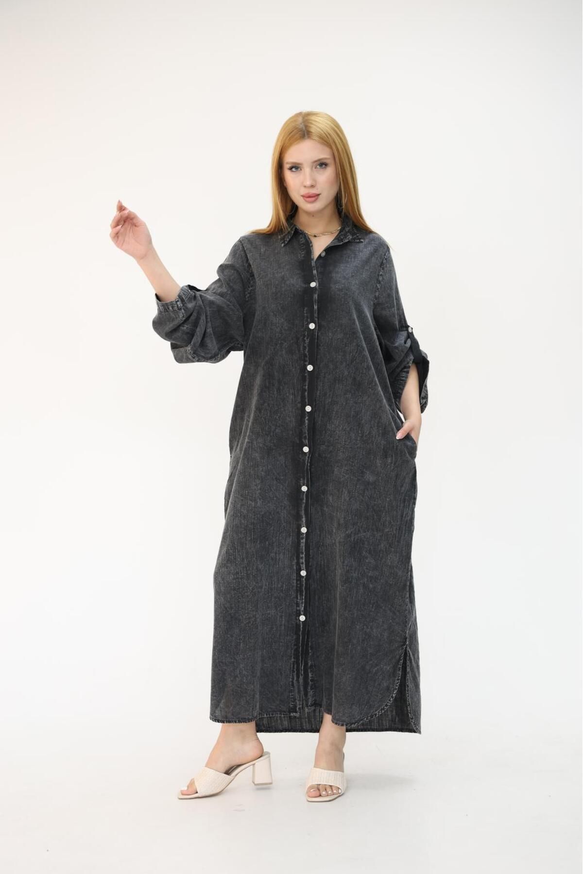 Sevimli Butik PAMUKLU DÜĞMELİ ELBİSE